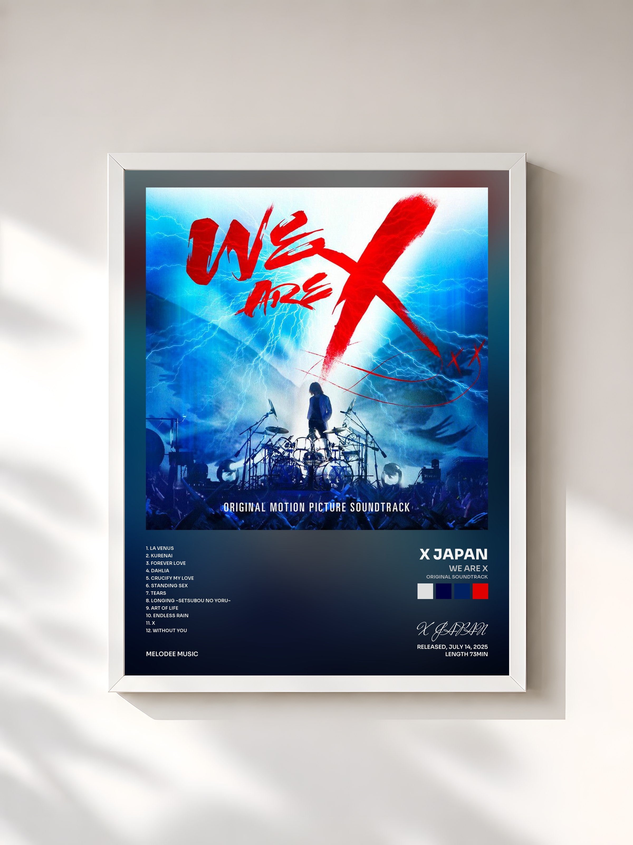 #blanc Tableau de l'album We Are X (Original Soundtrack) de X JAPAN, cadre blanc, imprimé et encadré en France
