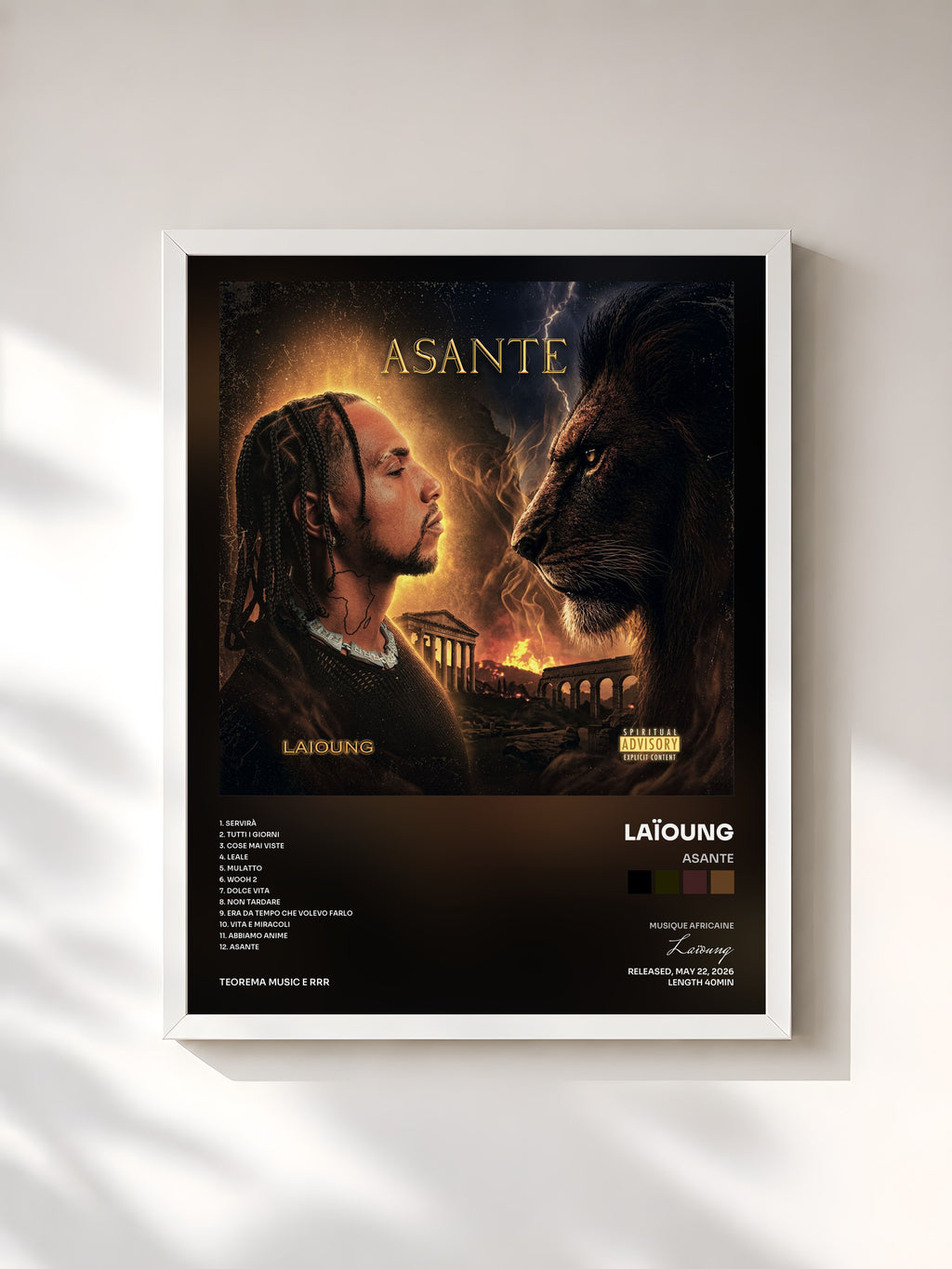 #blanc ASANTE by Laïoung as a framed art print, white frame, printed and framed in France