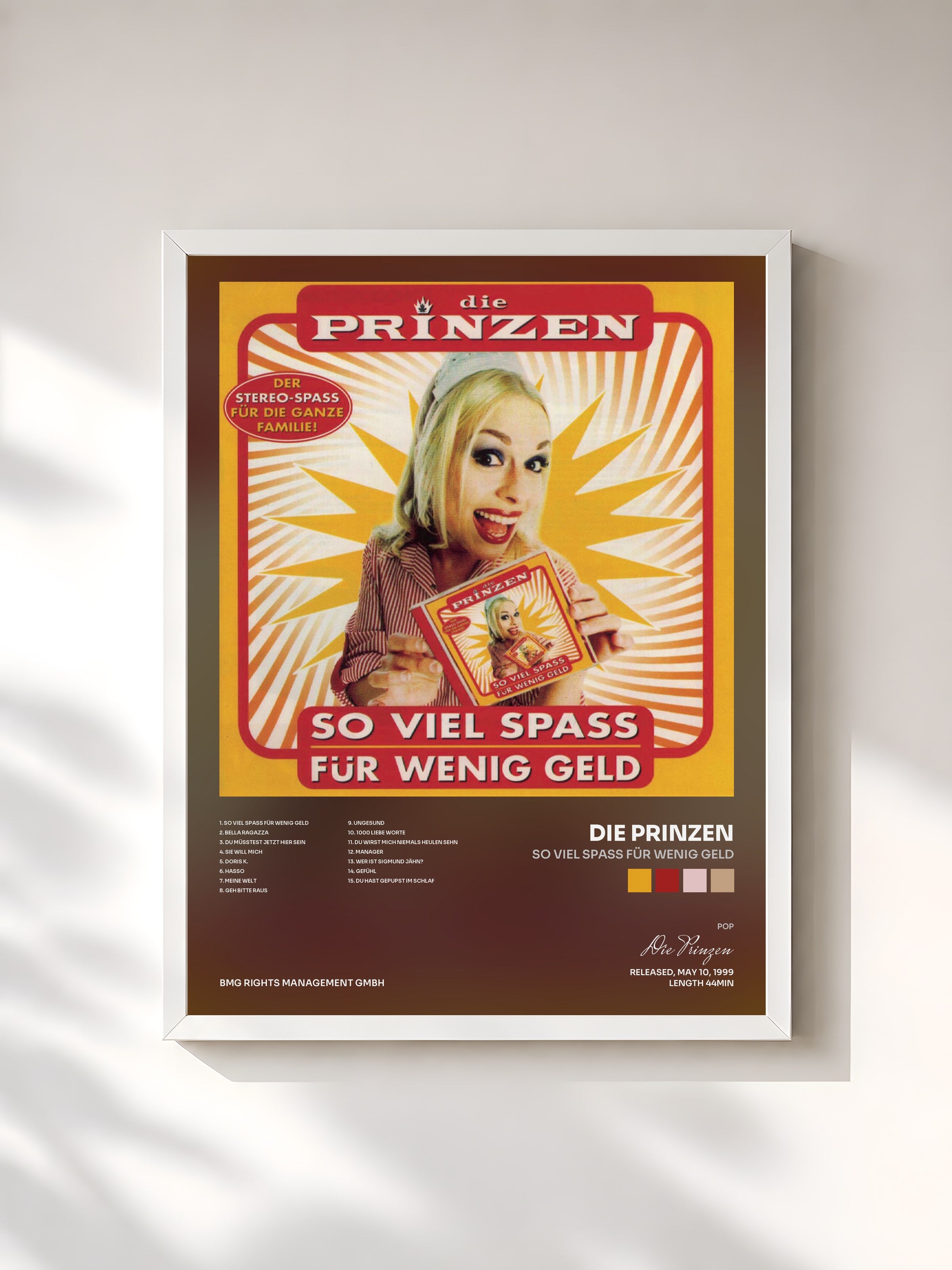 #blanc Tableau de l'album So viel Spaß für wenig Geld de Die Prinzen, cadre blanc, imprimé et encadré en France