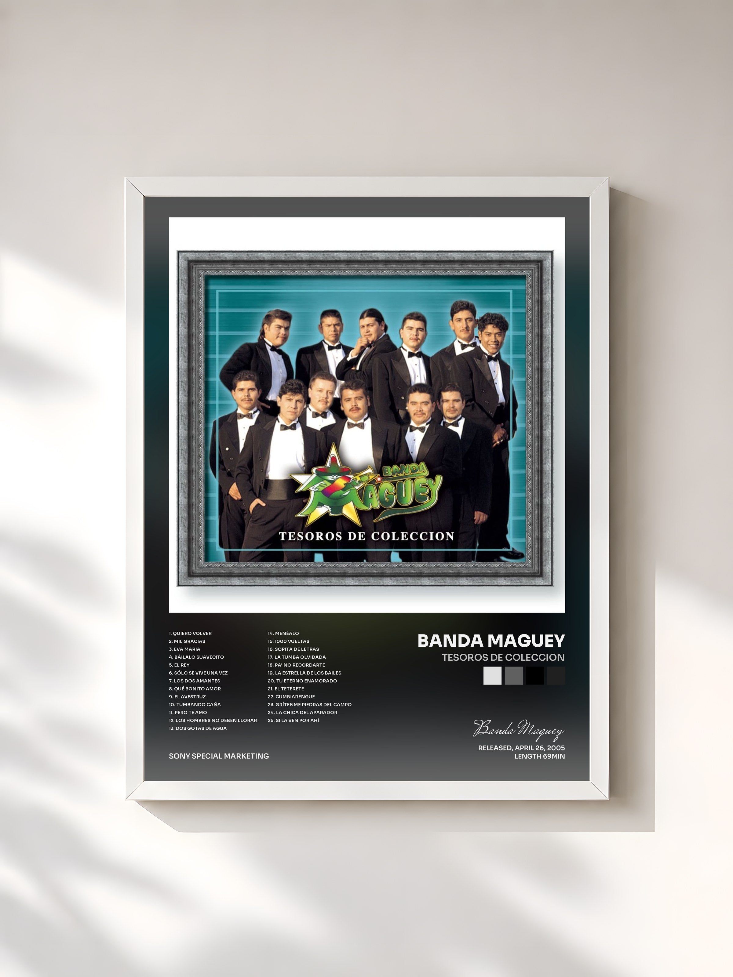 #blanc Tableau de l'album Tesoros de Coleccion de Banda Maguey, cadre blanc, imprimé et encadré en France