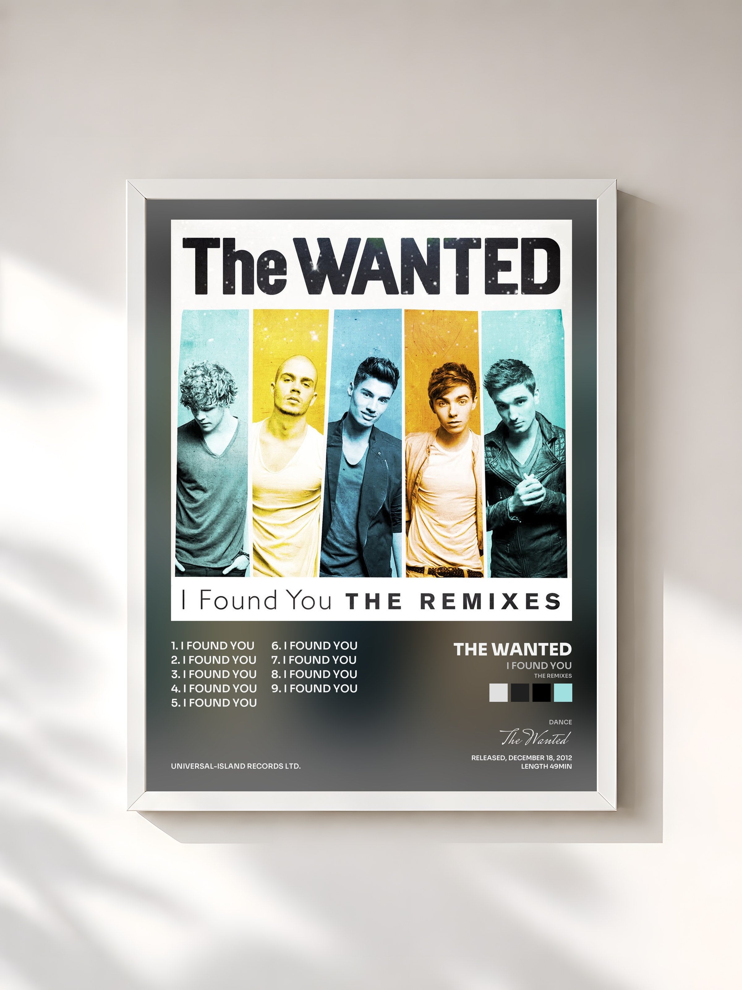#blanc Tableau de l'album I Found You (The Remixes) de The Wanted, cadre blanc, imprimé et encadré en France