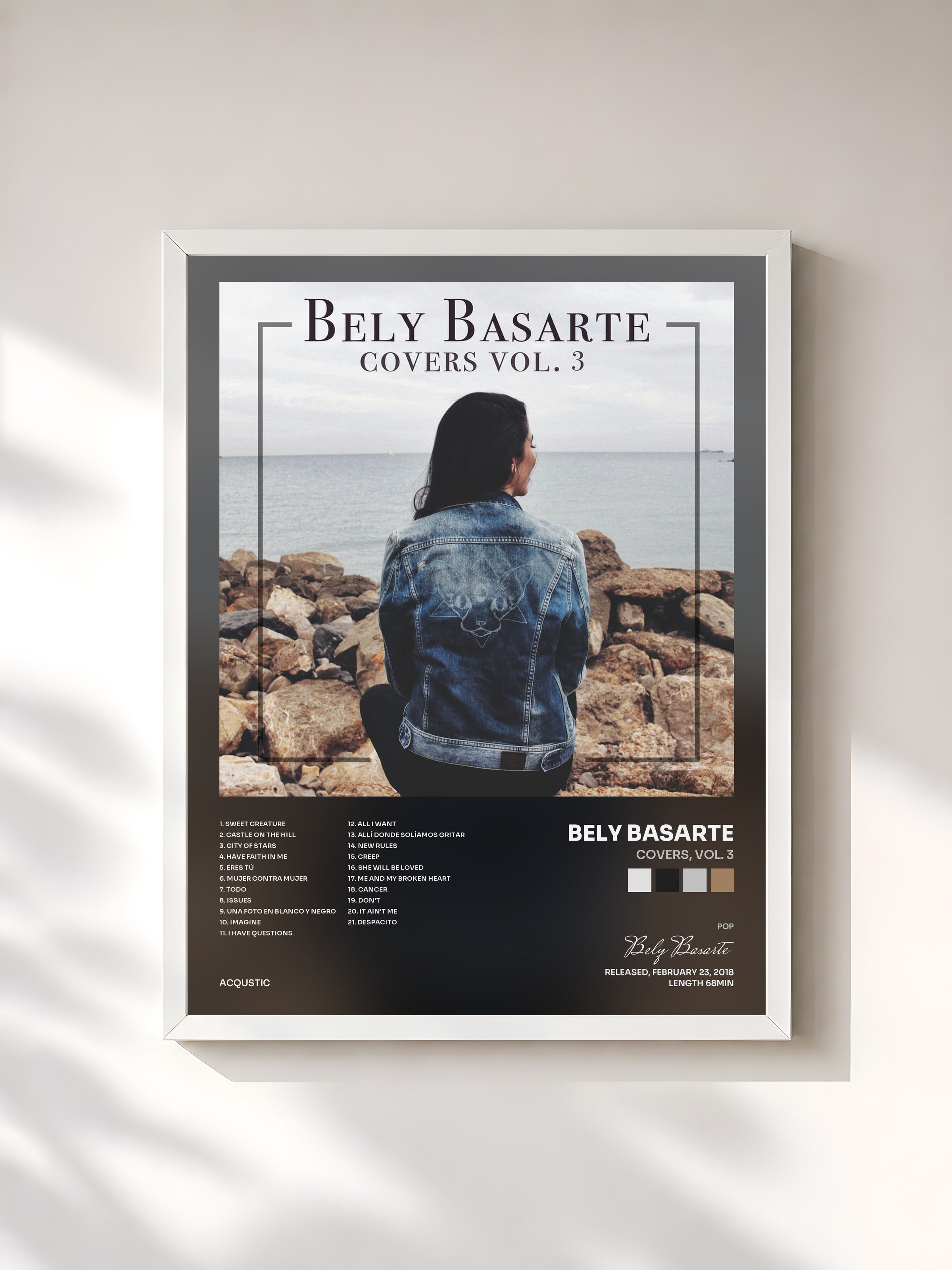#blanc Tableau de l'album Covers, Vol. 3 de Bely Basarte, cadre blanc, imprimé et encadré en France