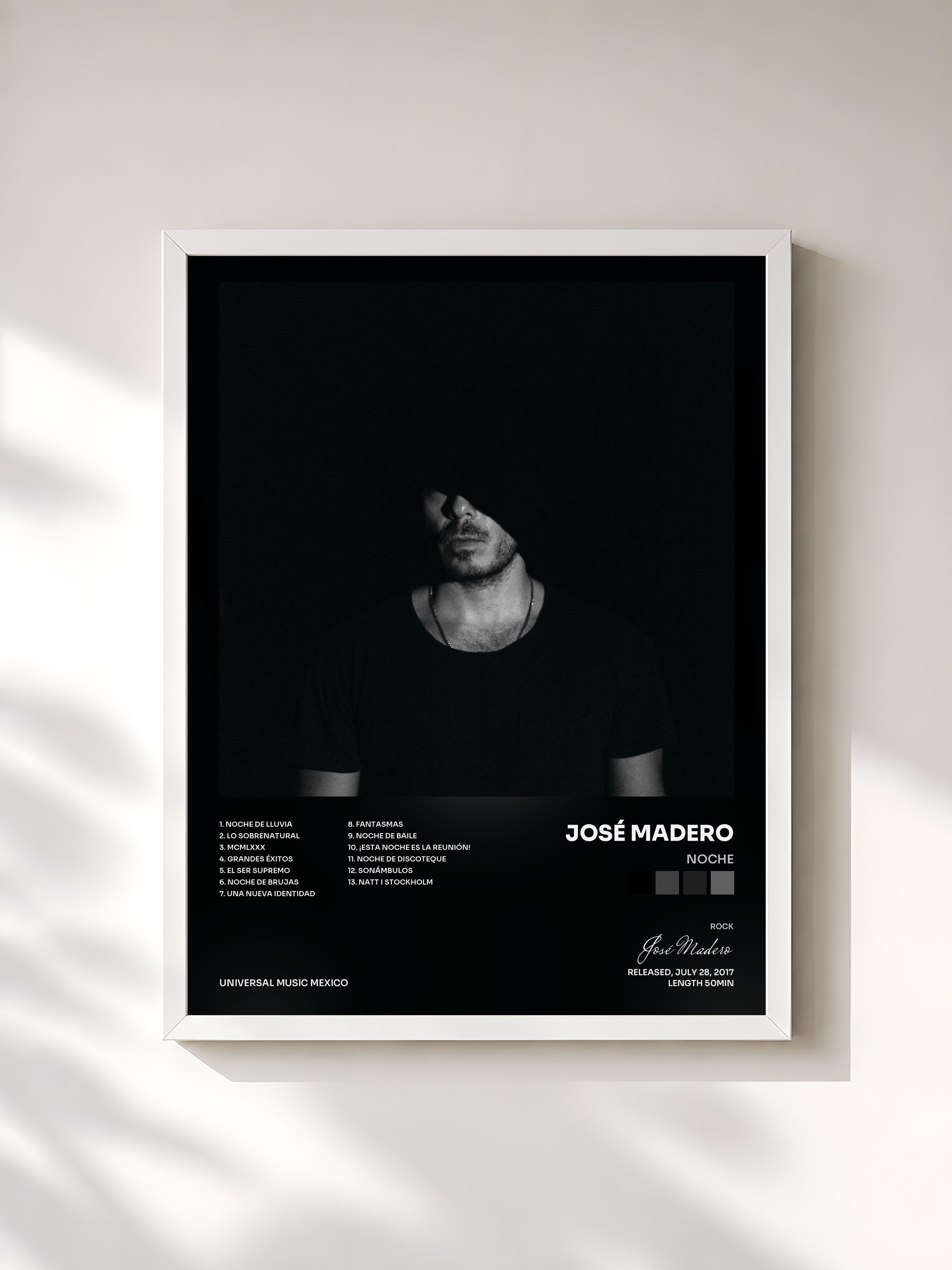 #blanc Tableau de l'album Noche de José Madero, cadre blanc, imprimé et encadré en France