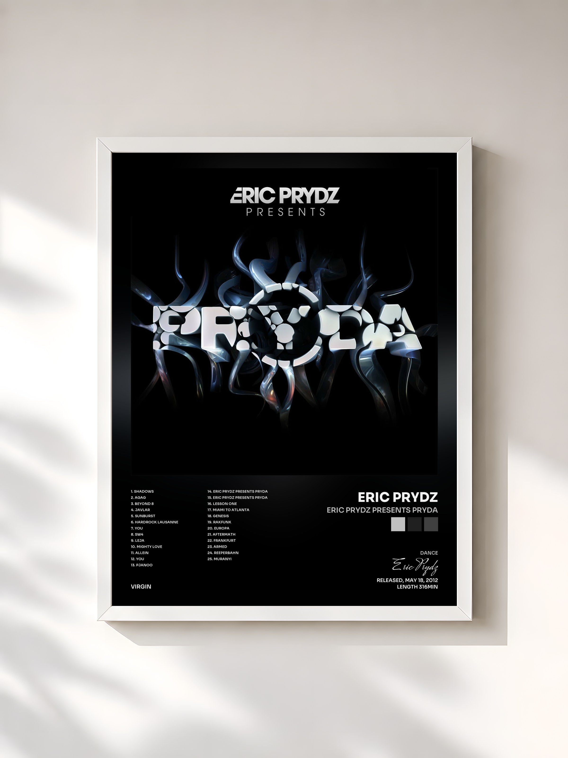 #blanc Tableau de l'album Eric Prydz Presents Pryda de Eric Prydz, cadre blanc, imprimé et encadré en France