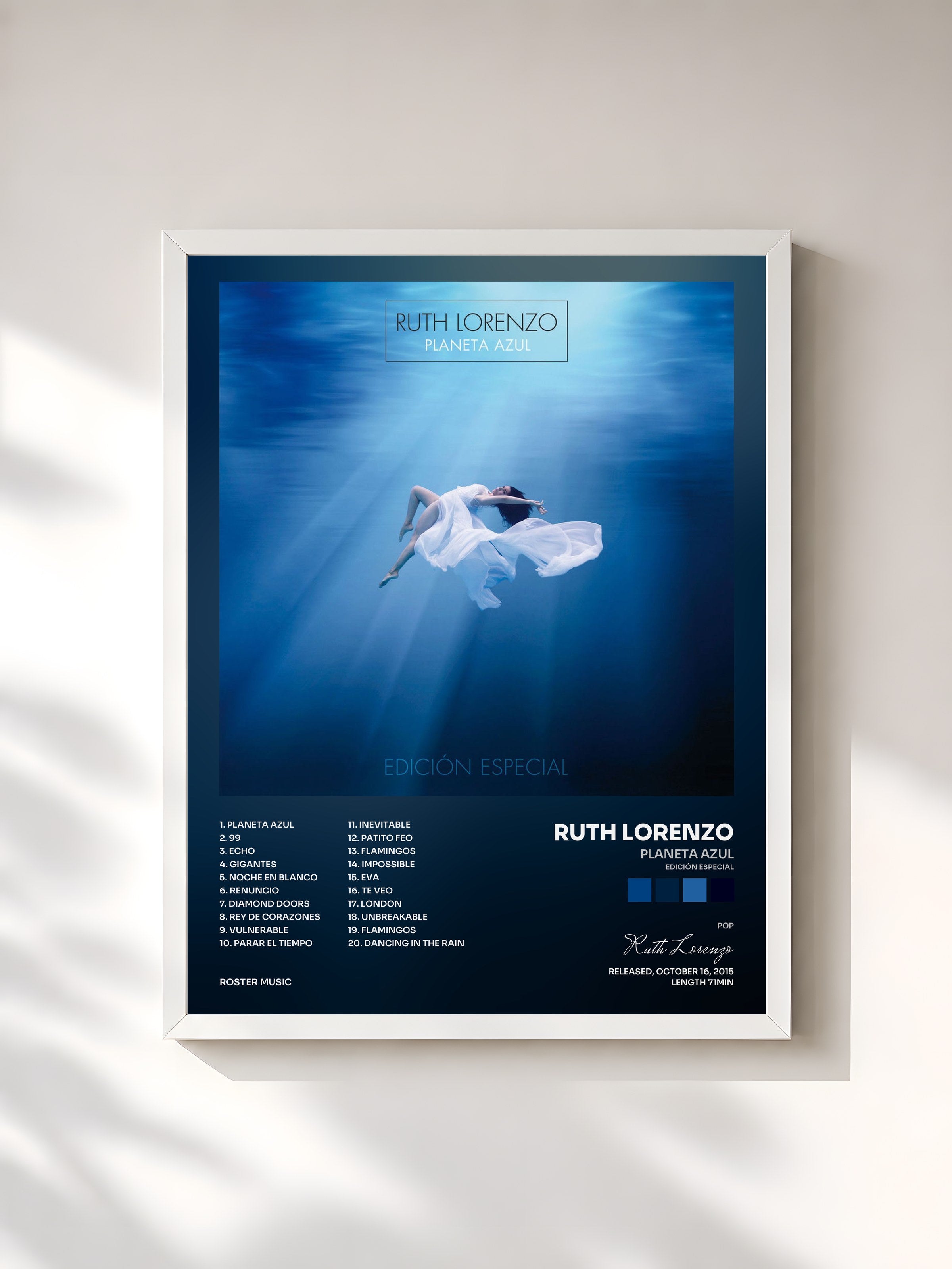 #blanc Tableau de l'album Planeta Azul (Edición Especial) de Ruth Lorenzo, cadre blanc, imprimé et encadré en France
