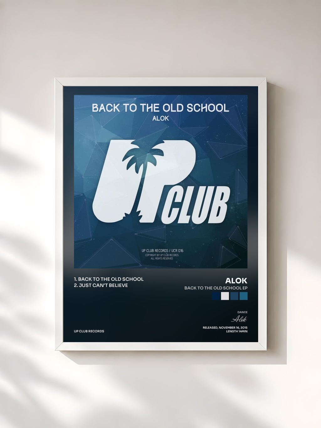 #blanc Tableau de l'album Back To The Old School EP de Alok, cadre blanc, imprimé et encadré en France
