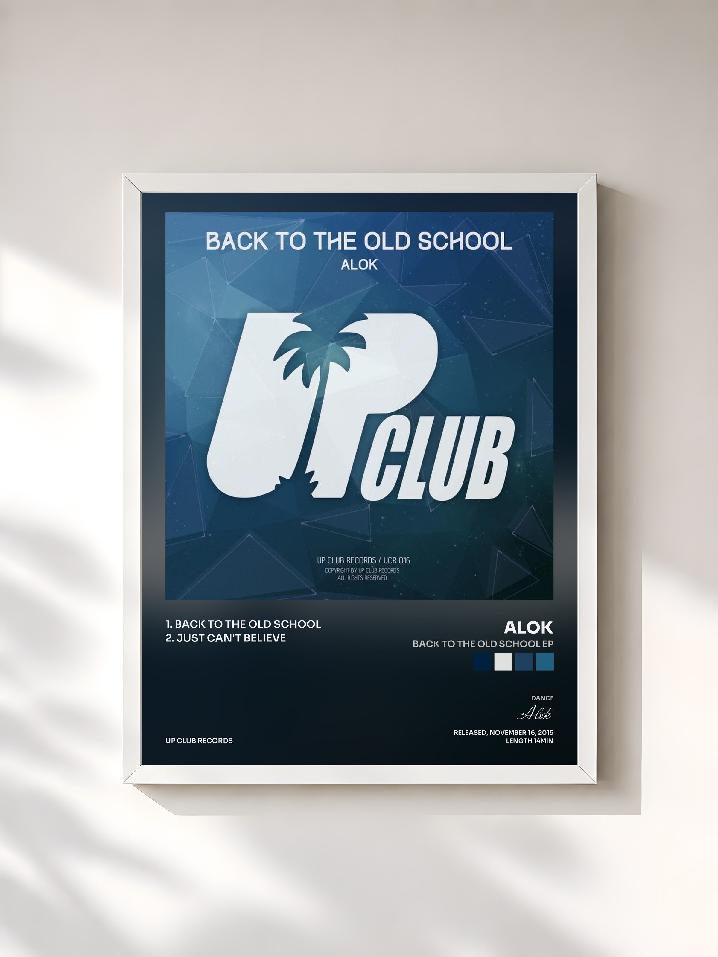 #blanc Tableau de l'album Back To The Old School EP de Alok, cadre blanc, imprimé et encadré en France