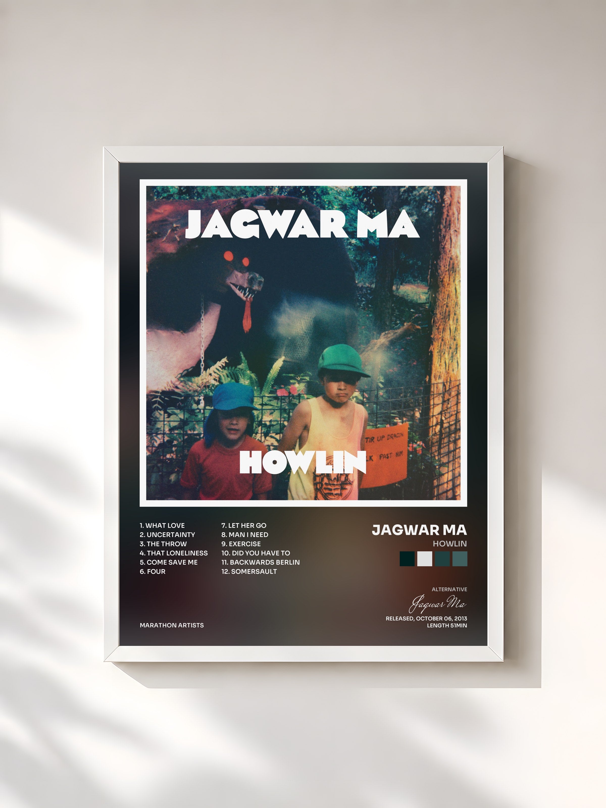 #blanc Tableau de l'album Howlin de Jagwar Ma, cadre blanc, imprimé et encadré en France