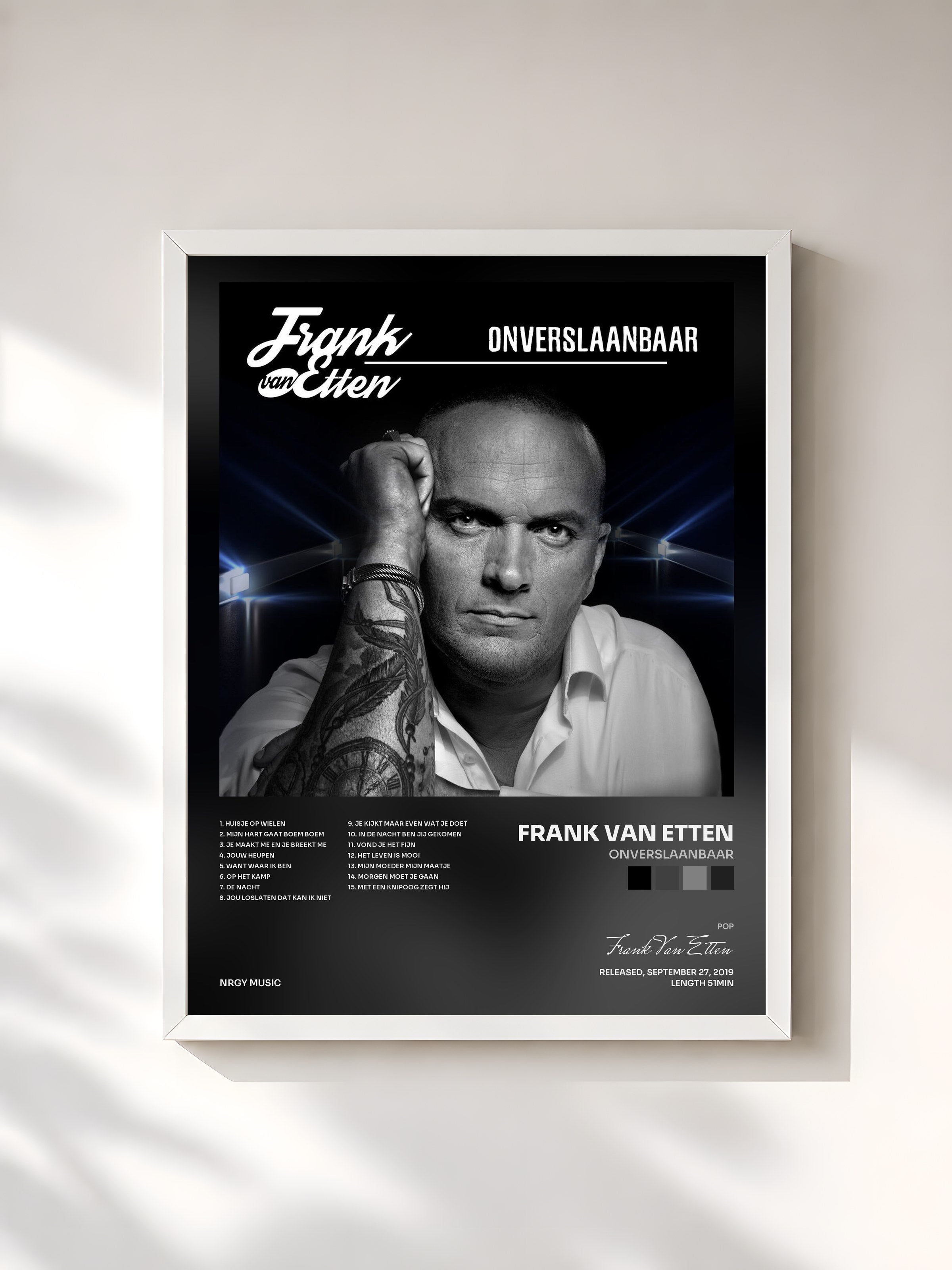 #blanc Tableau de l'album Onverslaanbaar de Frank Van Etten, cadre blanc, imprimé et encadré en France