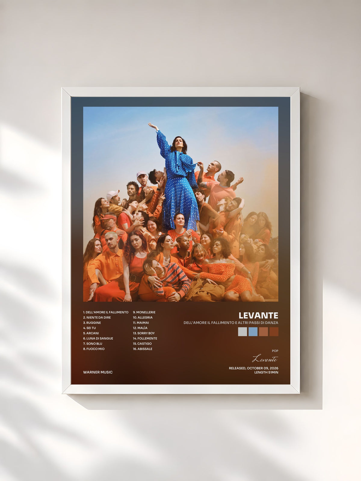 #blanc Tableau de l'album DELL'AMORE IL FALLIMENTO E ALTRI PASSI DI DANZA de Levante, cadre blanc, imprimé et encadré en France