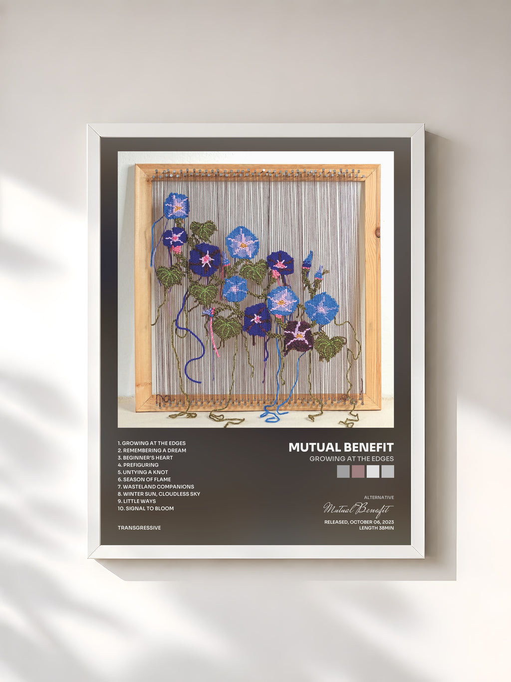 #blanc Tableau de l'album Growing at the Edges de Mutual Benefit, cadre blanc, imprimé et encadré en France