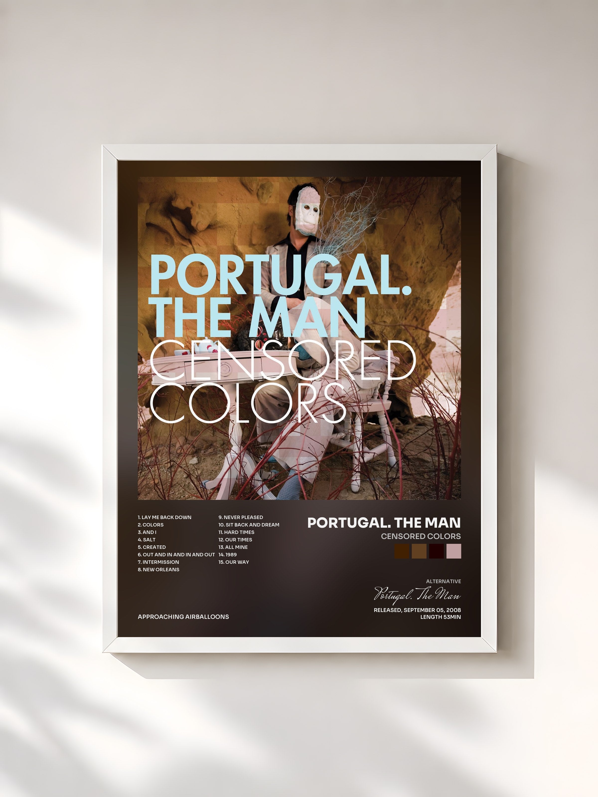 #blanc Tableau de l'album Censored Colors de Portugal. The Man, cadre blanc, imprimé et encadré en France