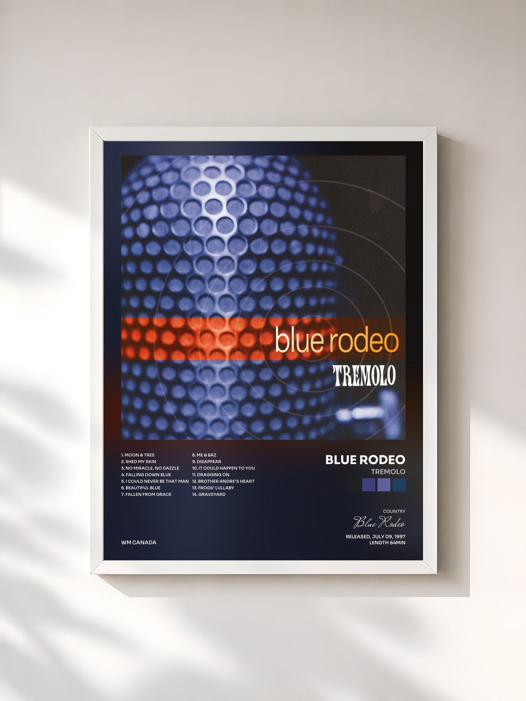 #blanc Tableau de l'album Tremolo de Blue Rodeo, cadre blanc, imprimé et encadré en France
