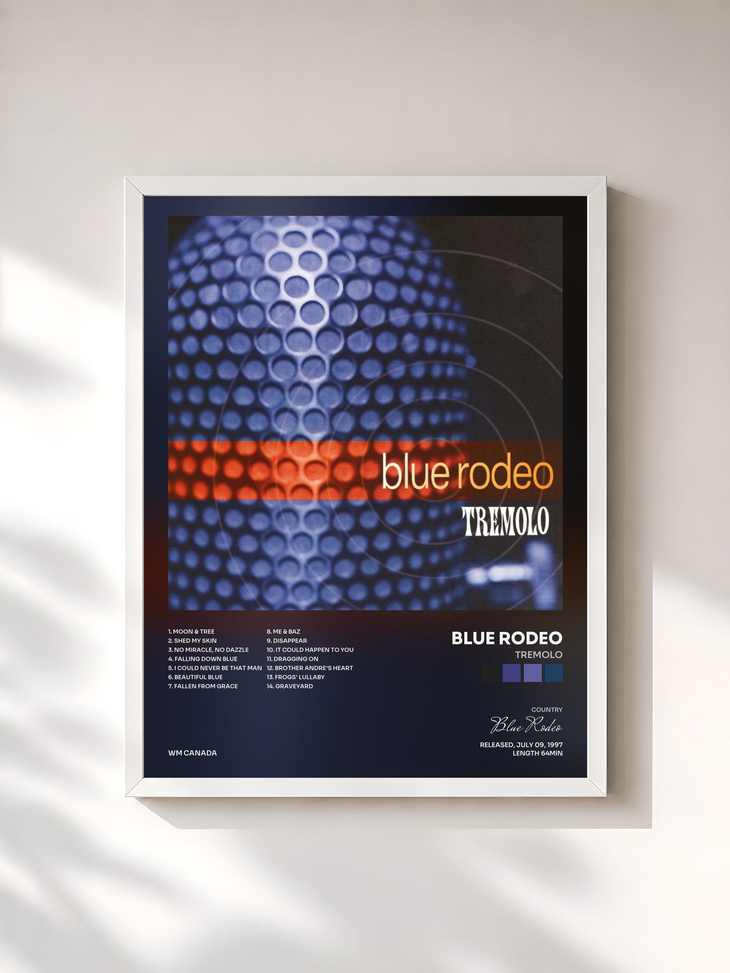 #blanc Tableau de l'album Tremolo de Blue Rodeo, cadre blanc, imprimé et encadré en France