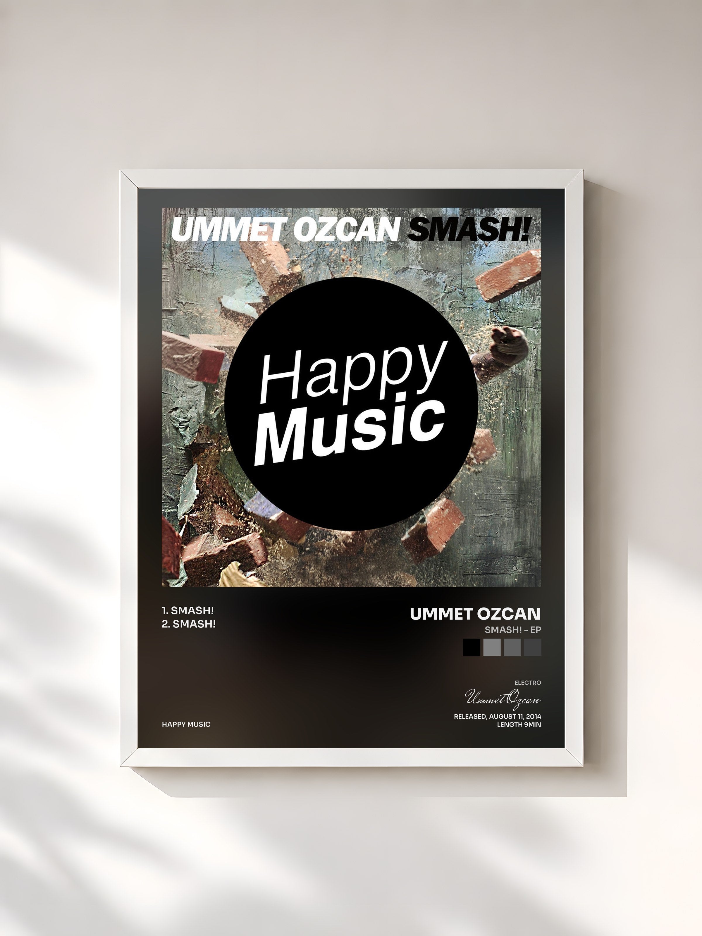 #blanc Tableau de l'album Smash! - EP de Ummet Ozcan, cadre blanc, imprimé et encadré en France