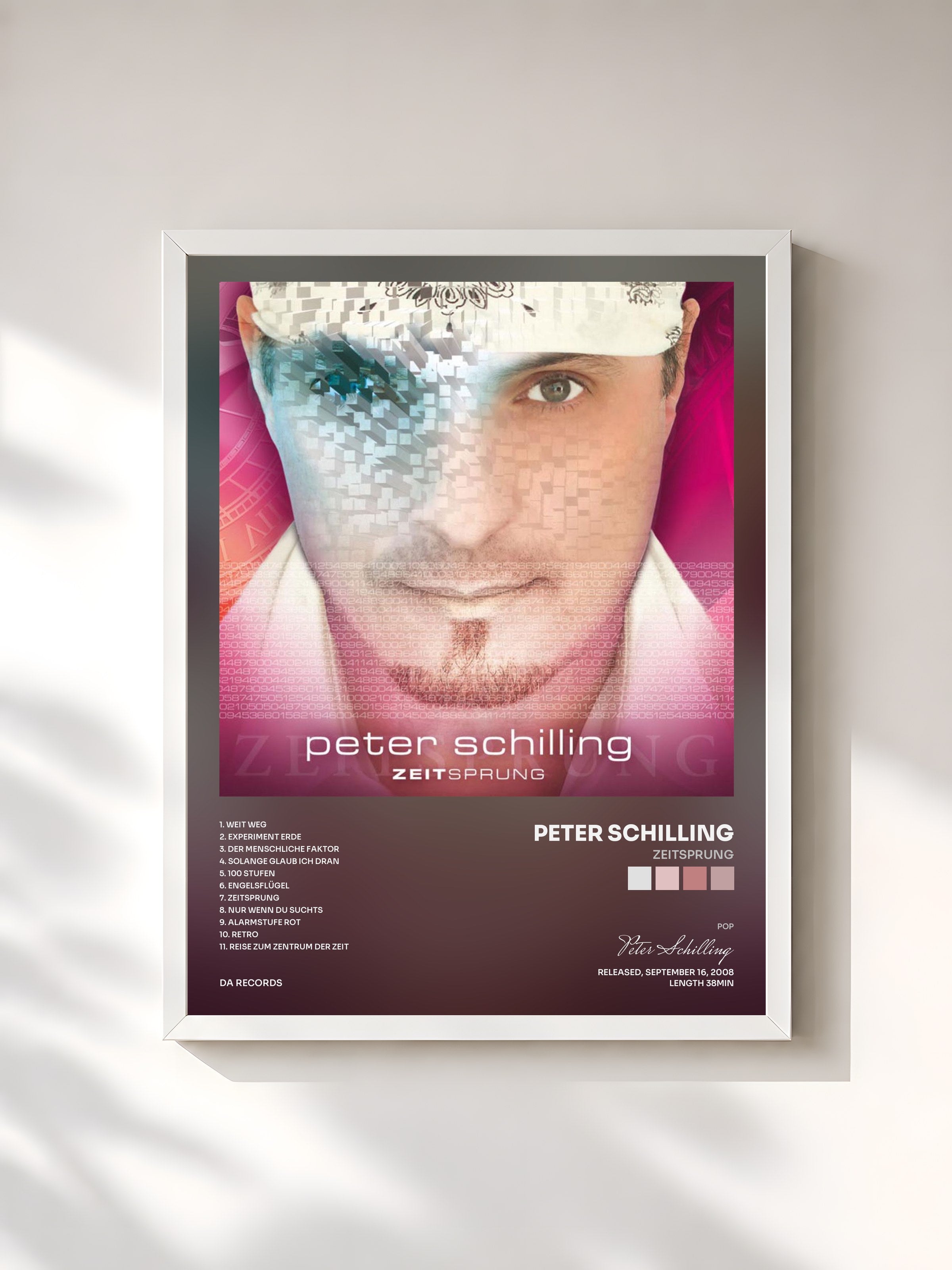 #blanc Tableau de l'album Zeitsprung de Peter Schilling, cadre blanc, imprimé et encadré en France