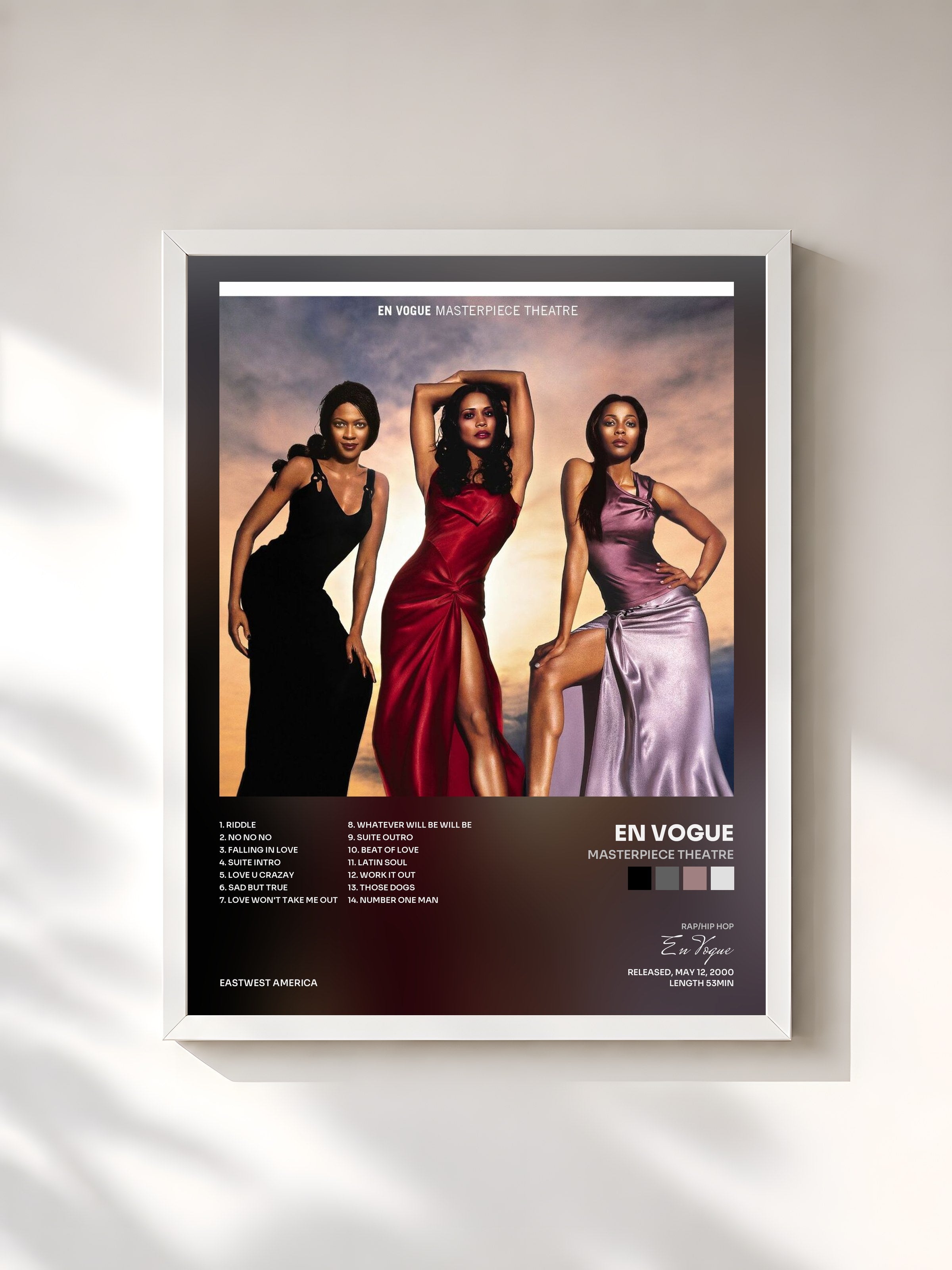#blanc Tableau de l'album Masterpiece Theatre de En Vogue, cadre blanc, imprimé et encadré en France
