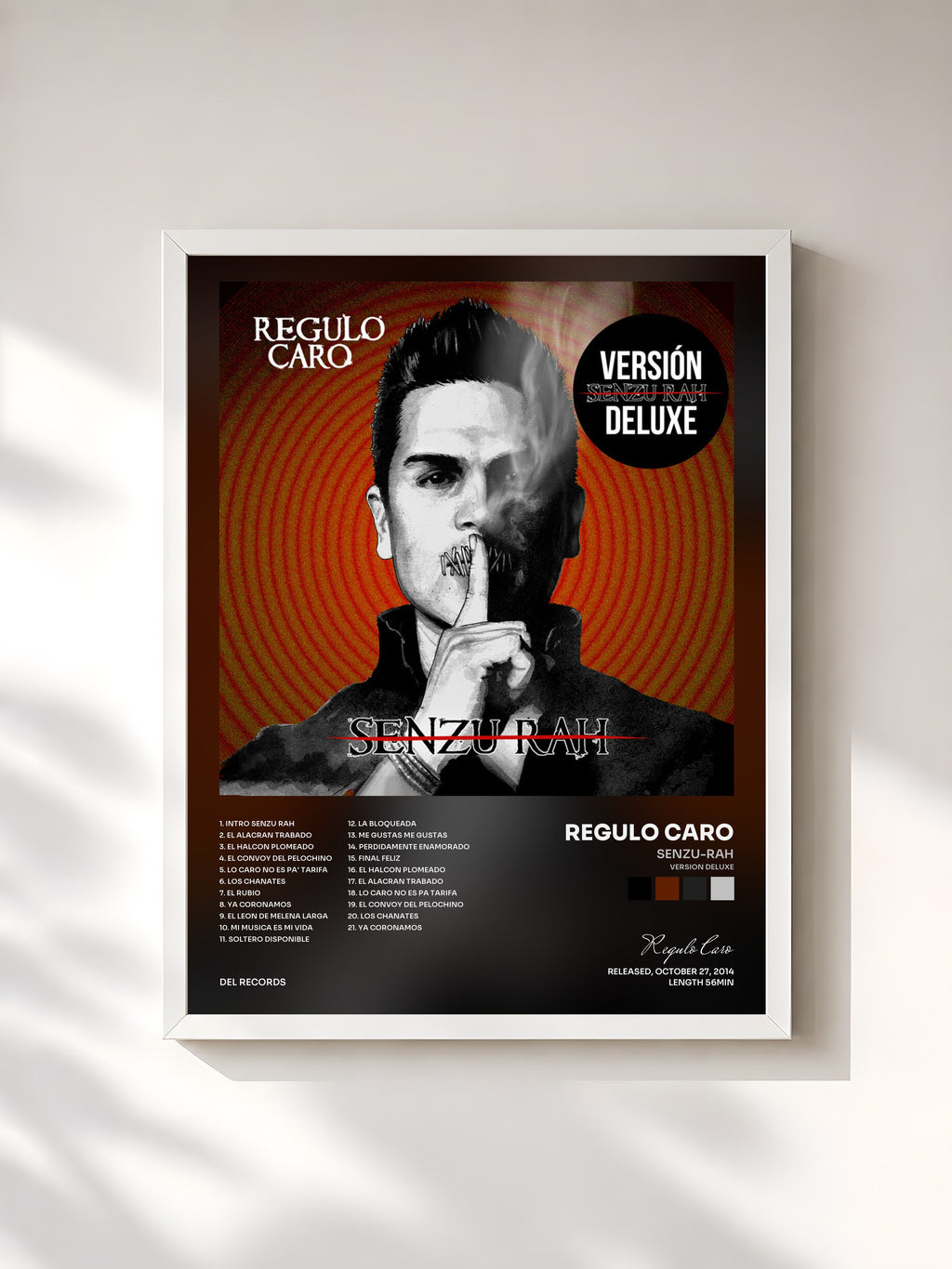 #blanc Tableau de l'album Senzu-Rah (Version Deluxe) de Regulo Caro, cadre blanc, imprimé et encadré en France