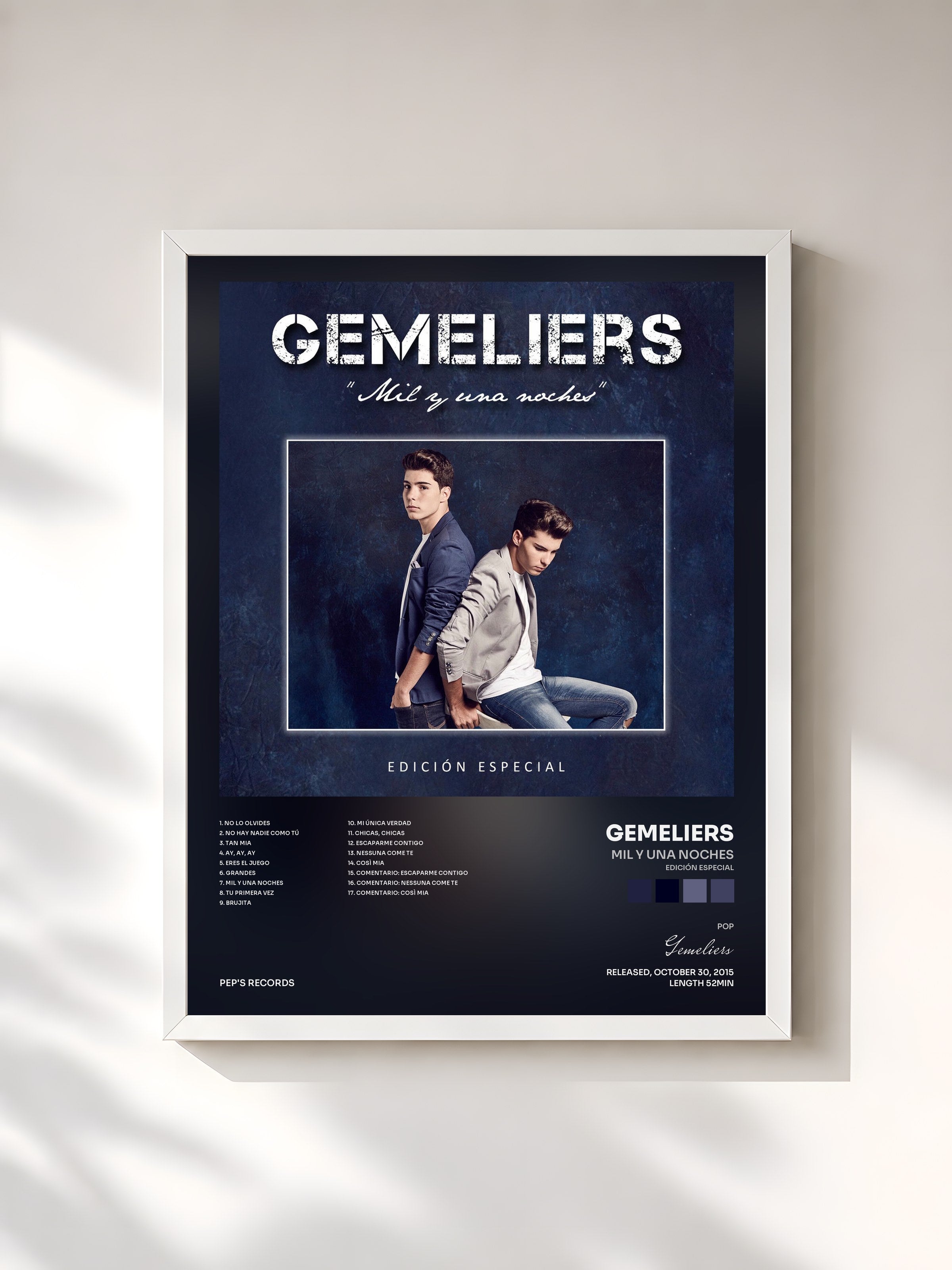 #blanc Tableau de l'album Mil y una Noches (Edición Especial) de Gemeliers, cadre blanc, imprimé et encadré en France