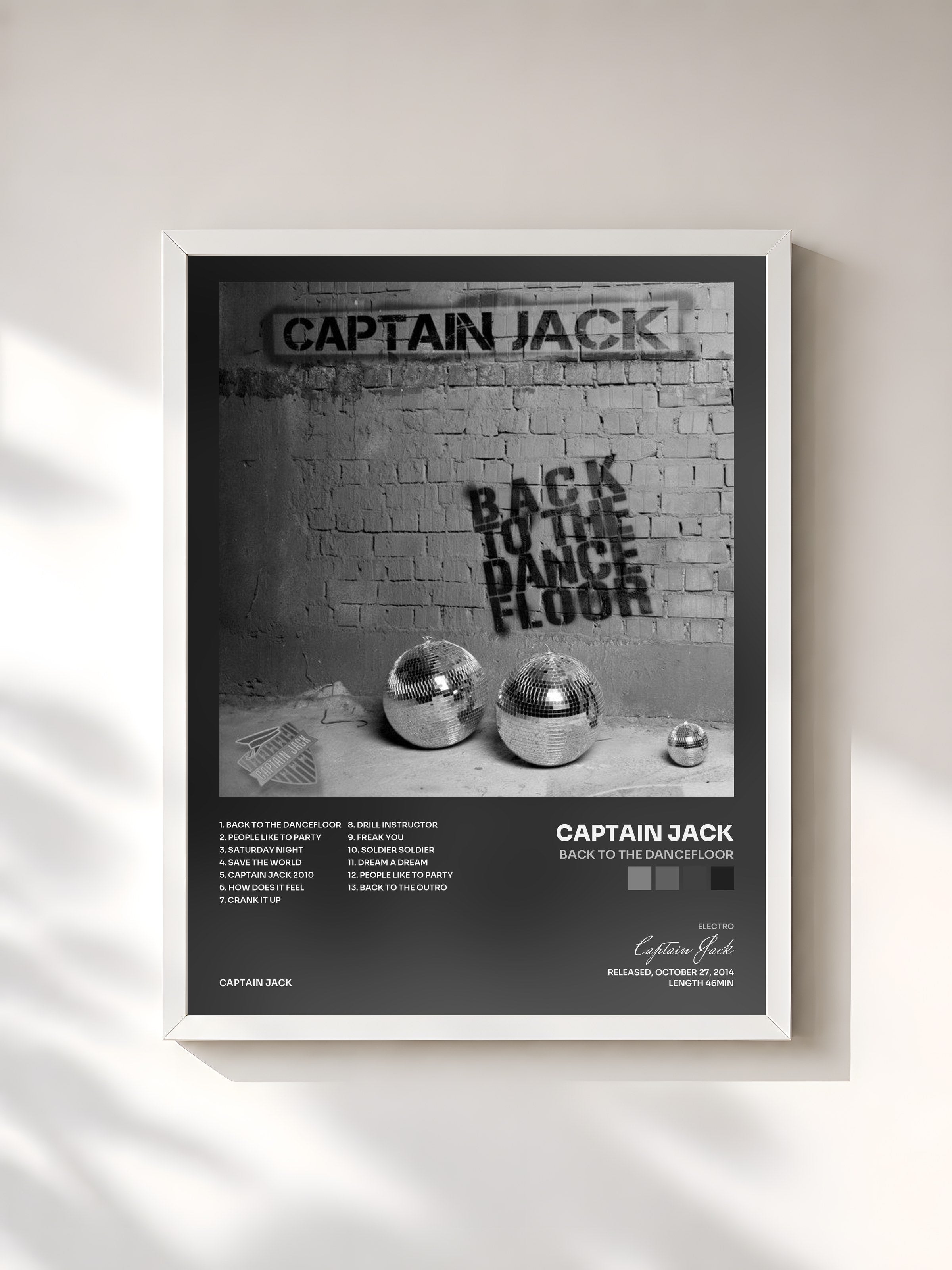 #blanc Tableau de l'album Back to the Dancefloor de Captain Jack, cadre blanc, imprimé et encadré en France