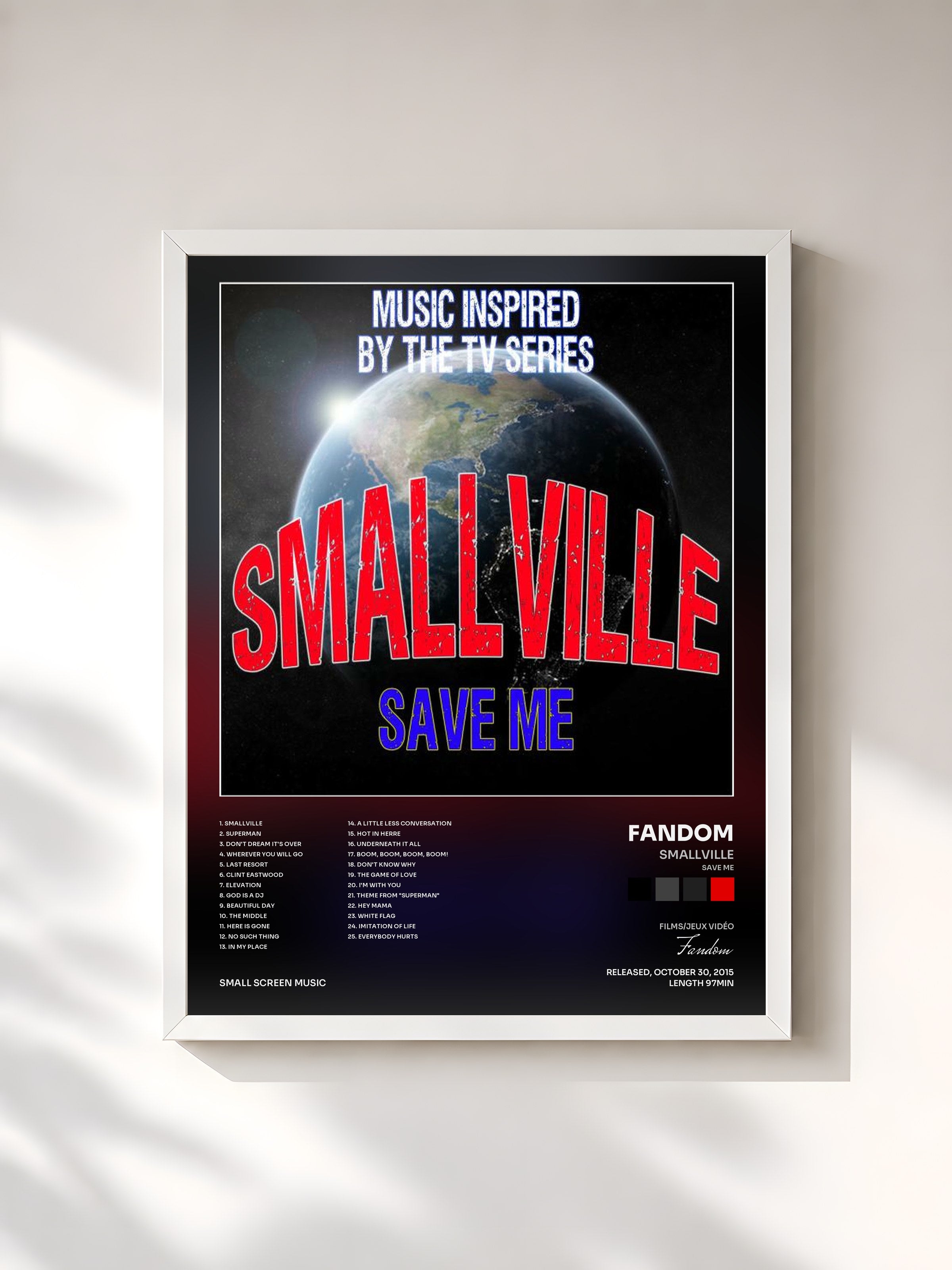 #blanc Tableau de l'album Smallville (Save Me): Music Inspired by the TV Series de Fandom, cadre blanc, imprimé et encadré en France