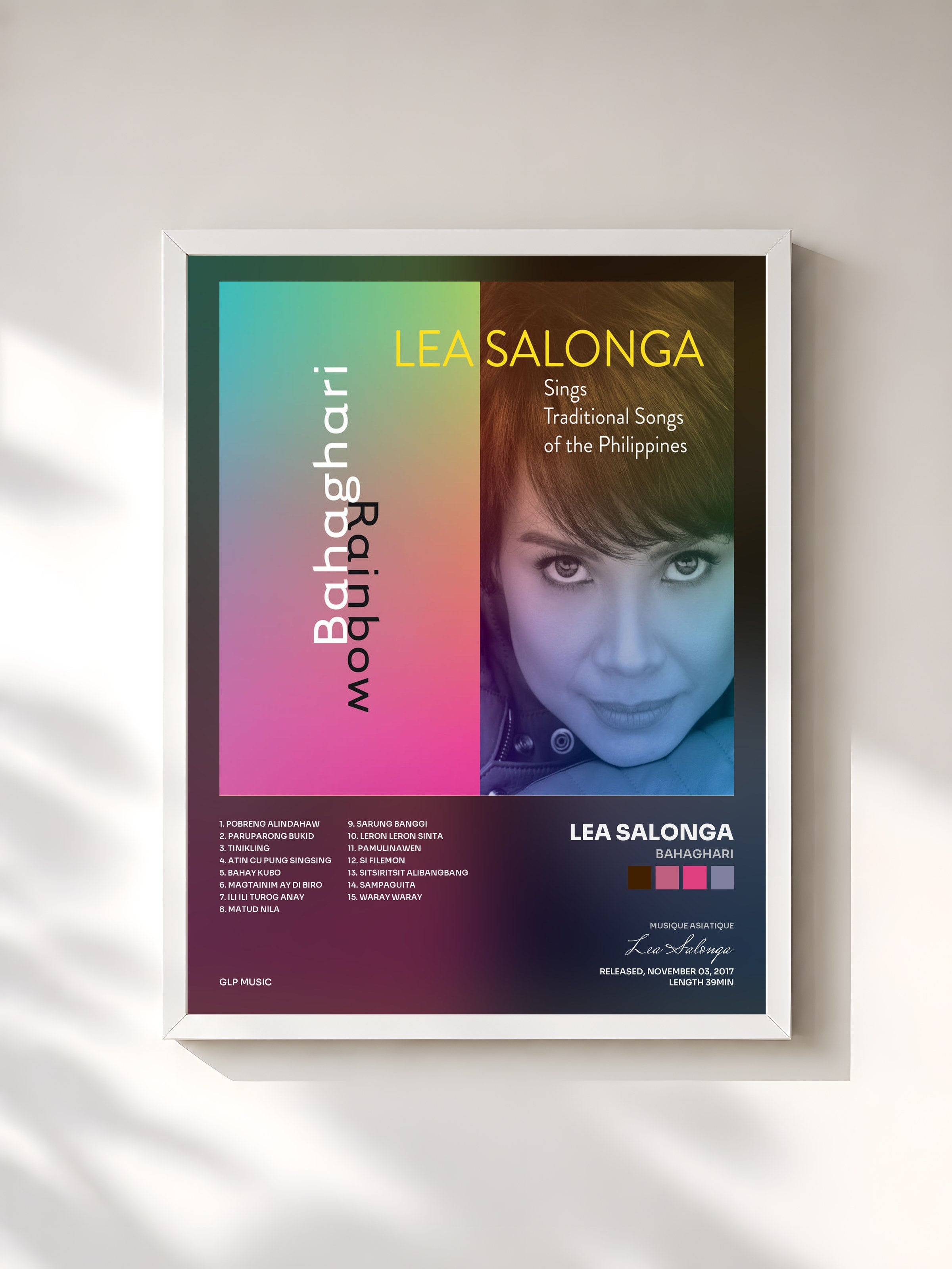 #blanc Tableau de l'album Bahaghari de Lea Salonga, cadre blanc, imprimé et encadré en France