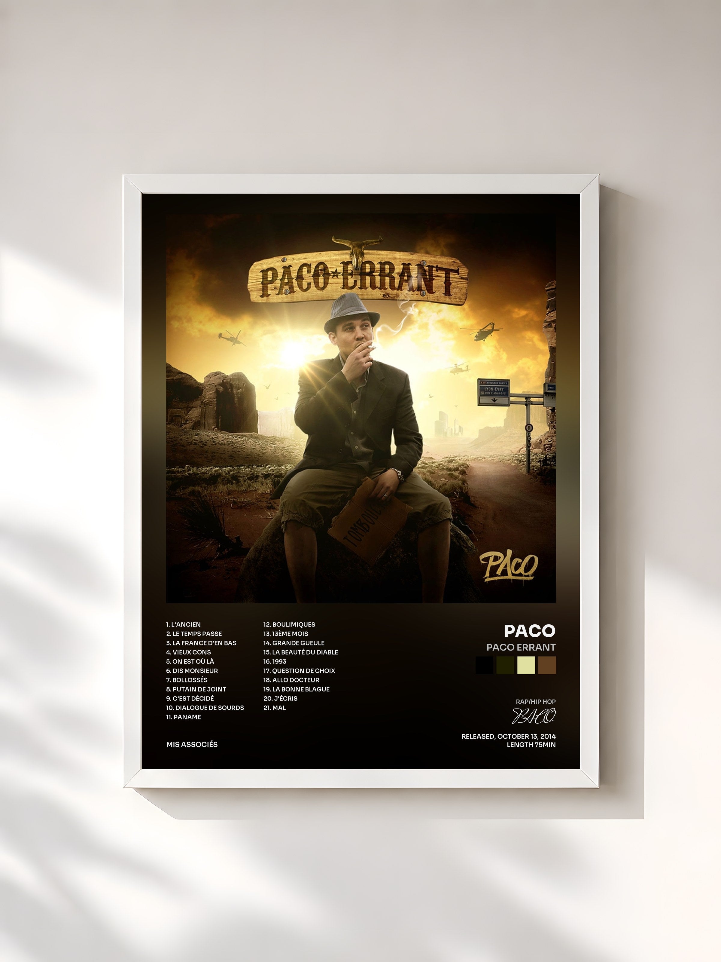 #blanc Tableau de l'album Paco errant de PACO, cadre blanc, imprimé et encadré en France