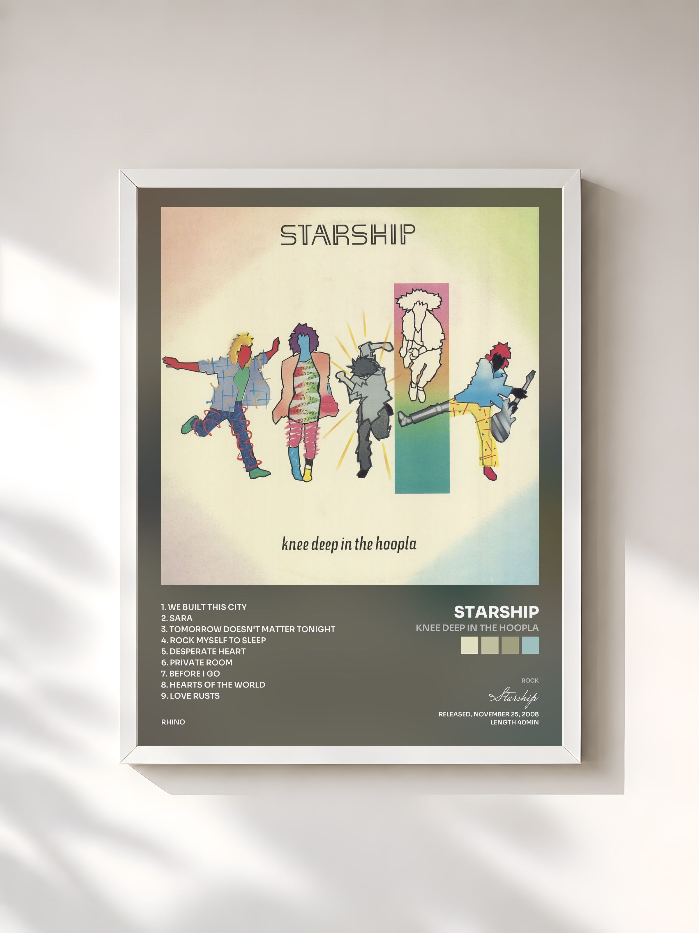 #blanc Tableau de l'album Knee Deep In The Hoopla de Starship, cadre blanc, imprimé et encadré en France