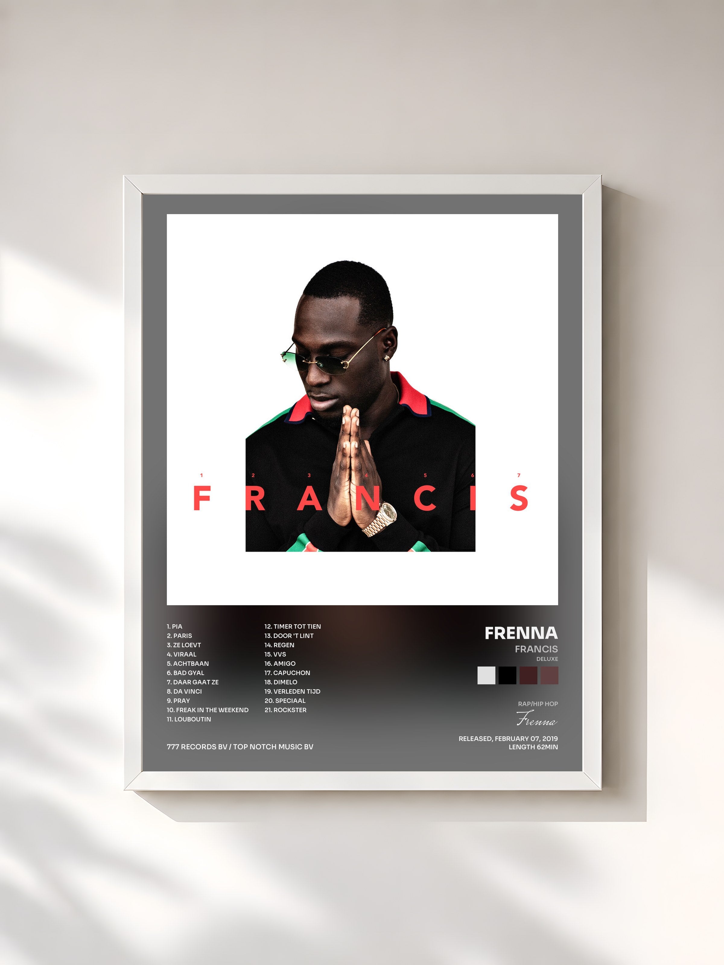 #blanc Tableau de l'album Francis (Deluxe) de Frenna, cadre blanc, imprimé et encadré en France