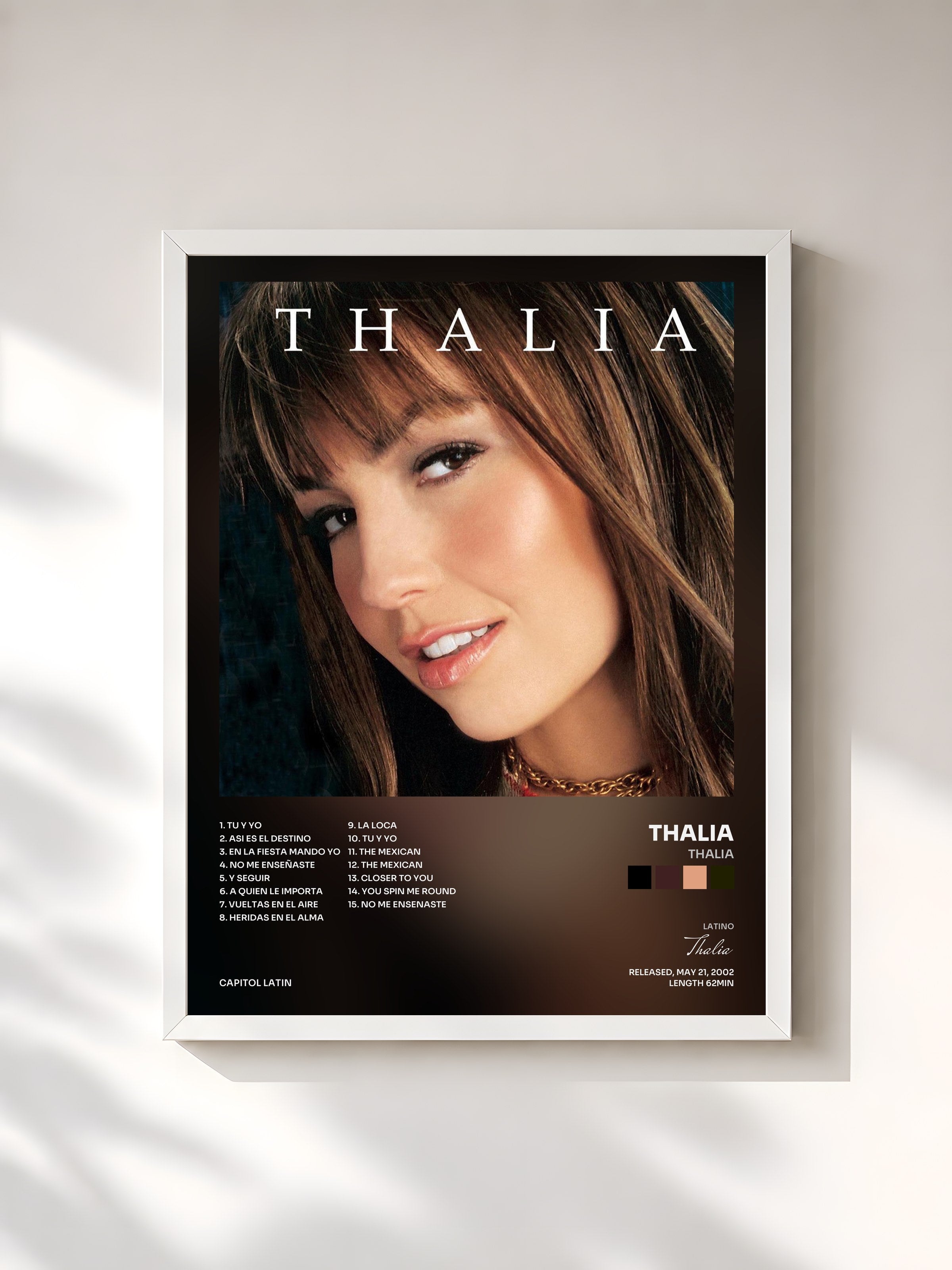 #blanc Tableau de l'album Thalia de Thalia, cadre blanc, imprimé et encadré en France