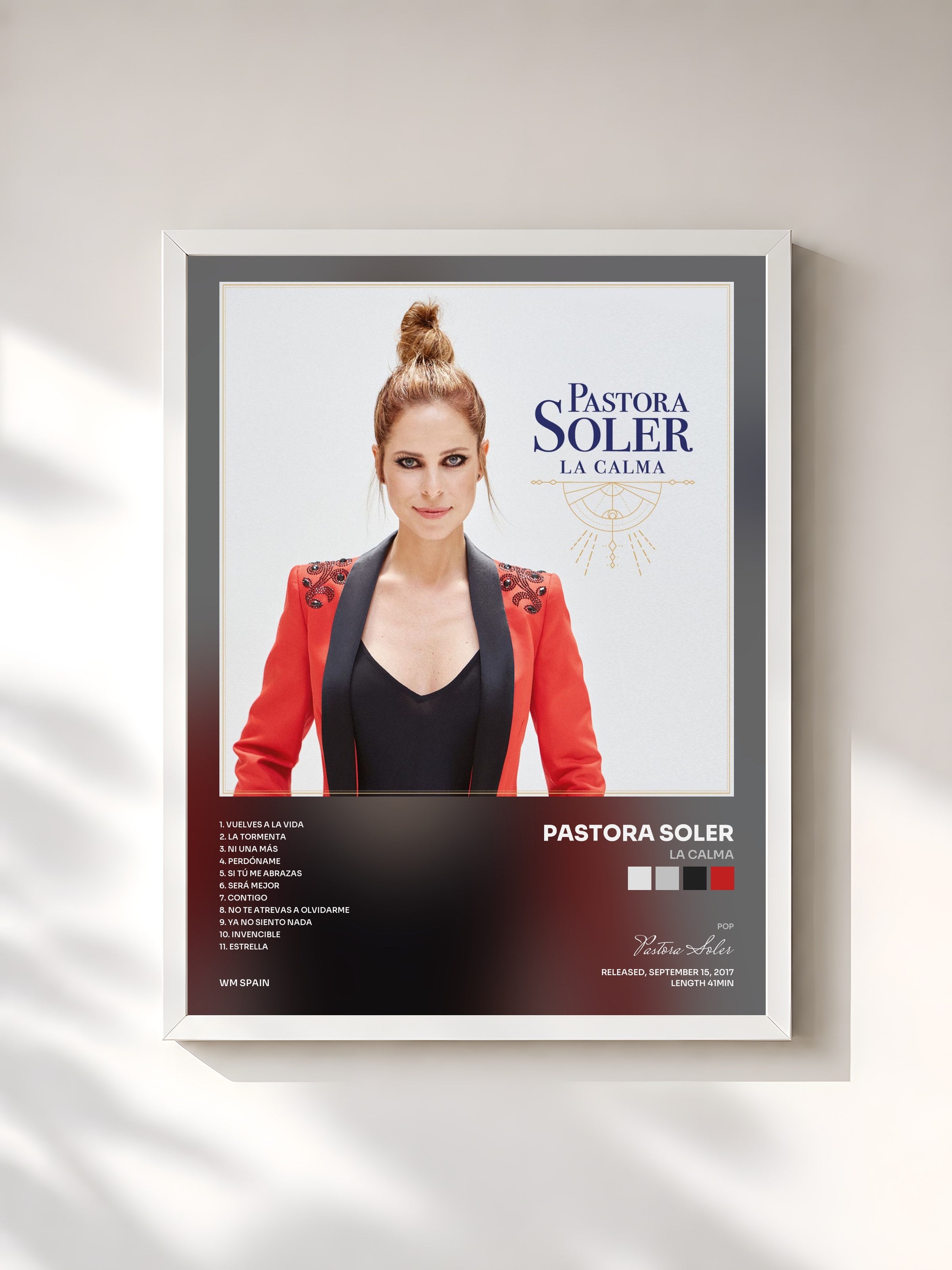 #blanc Tableau de l'album La calma de Pastora Soler, cadre blanc, imprimé et encadré en France