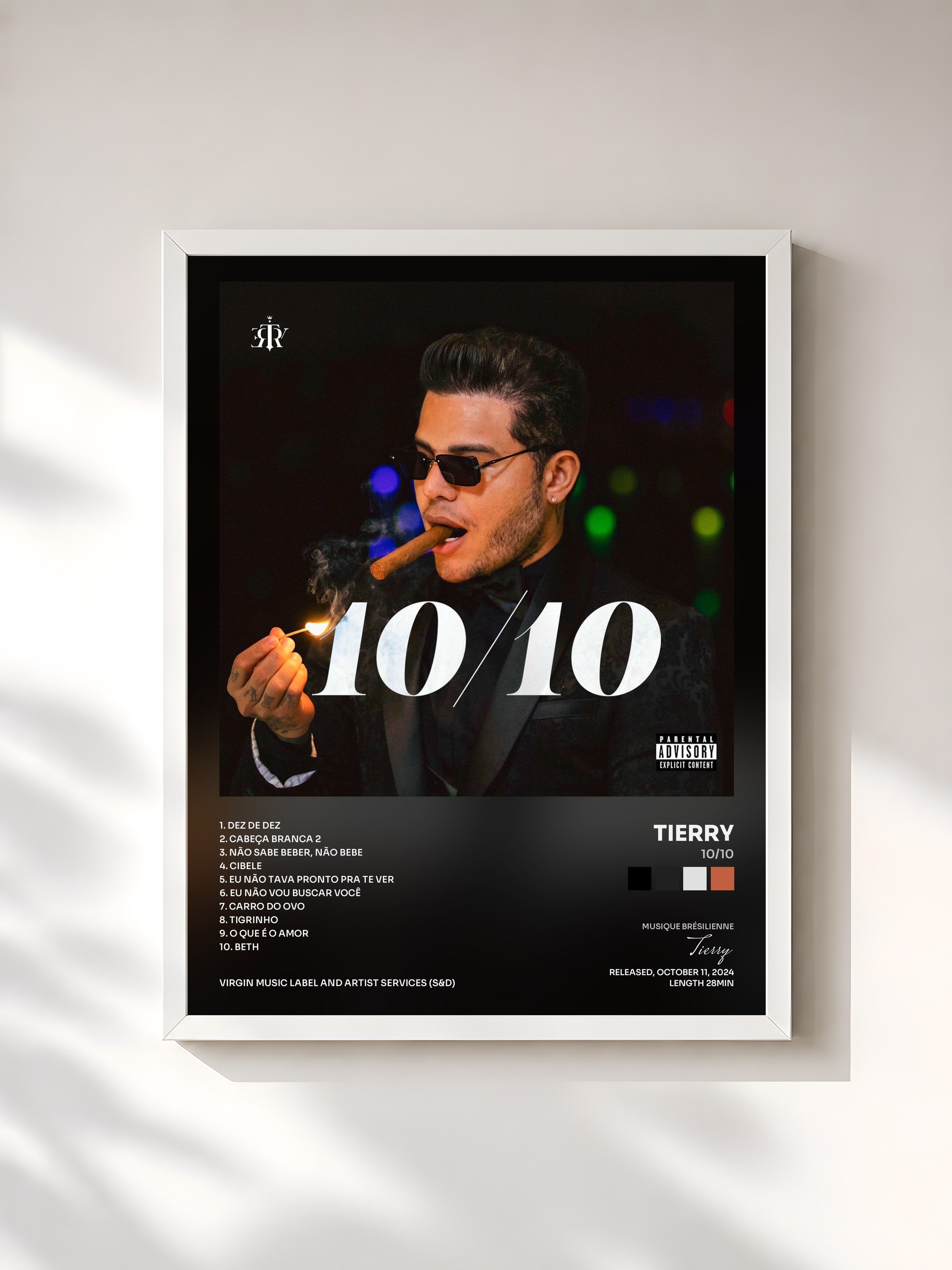 #blanc Tableau de l'album 10/10 de Tierry, cadre blanc, imprimé et encadré en France