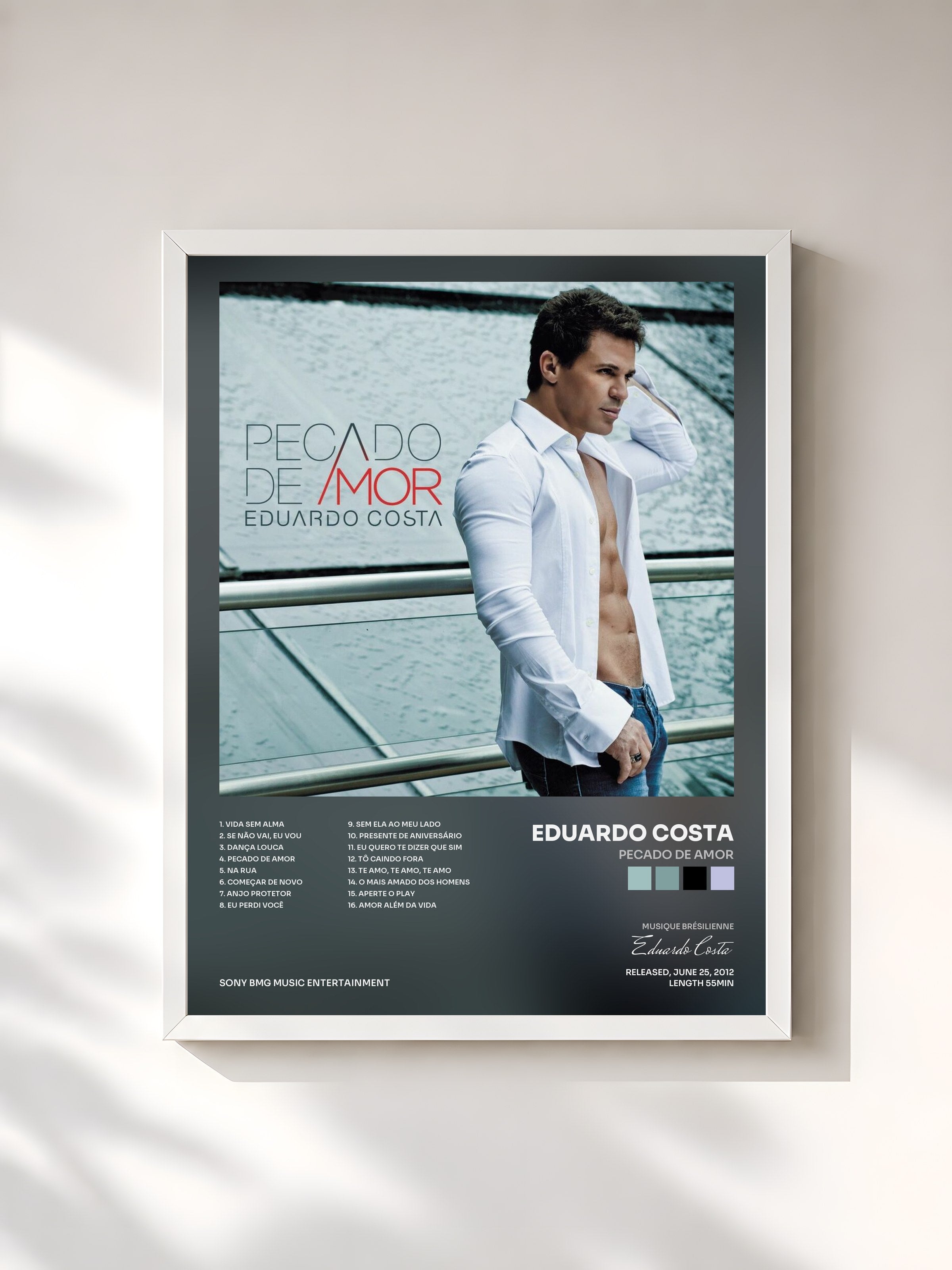 #blanc Tableau de l'album Pecado de Amor de Eduardo Costa, cadre blanc, imprimé et encadré en France