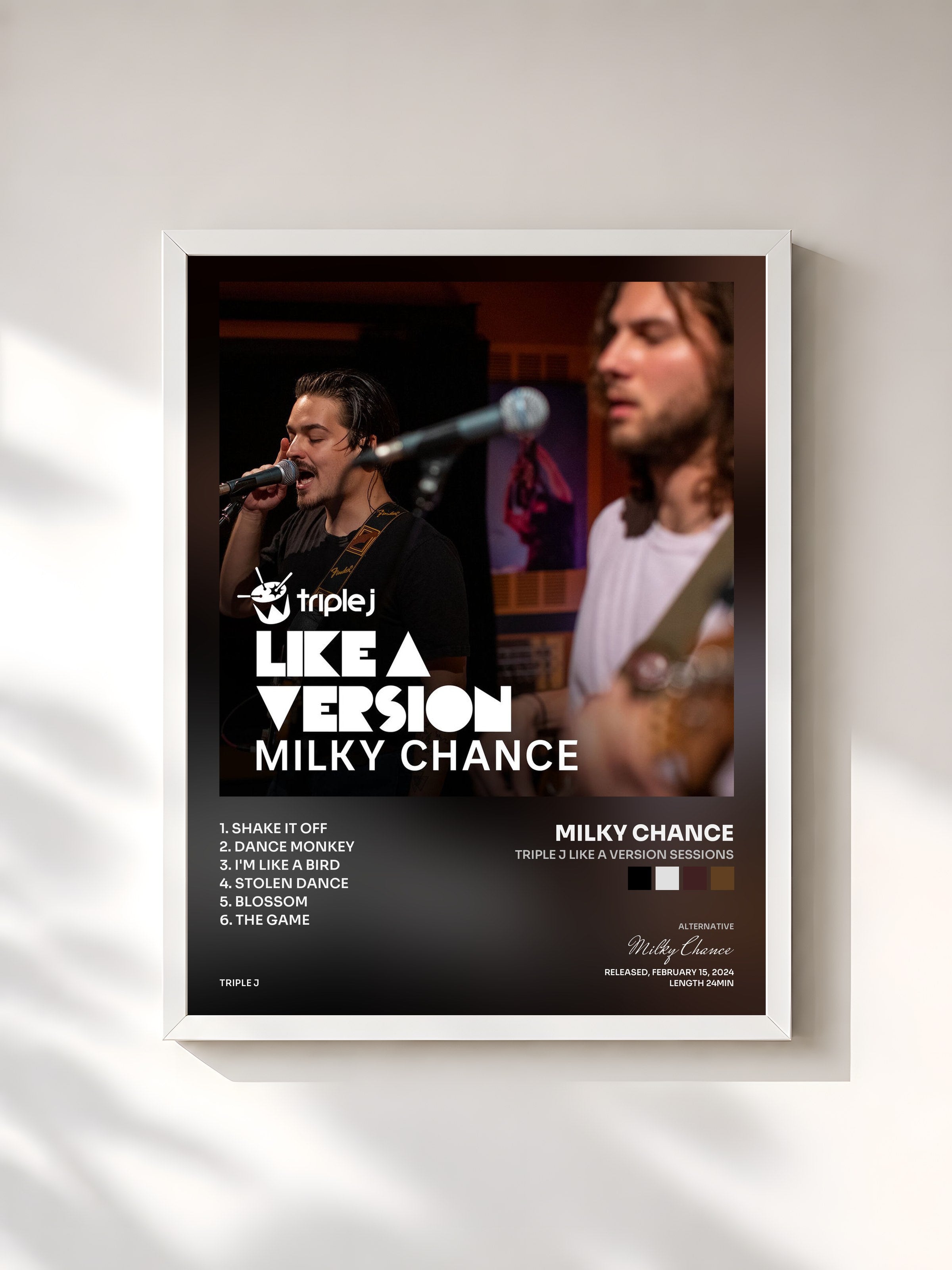 #blanc Tableau de l'album triple j Like A Version Sessions de Milky Chance, cadre blanc, imprimé et encadré en France