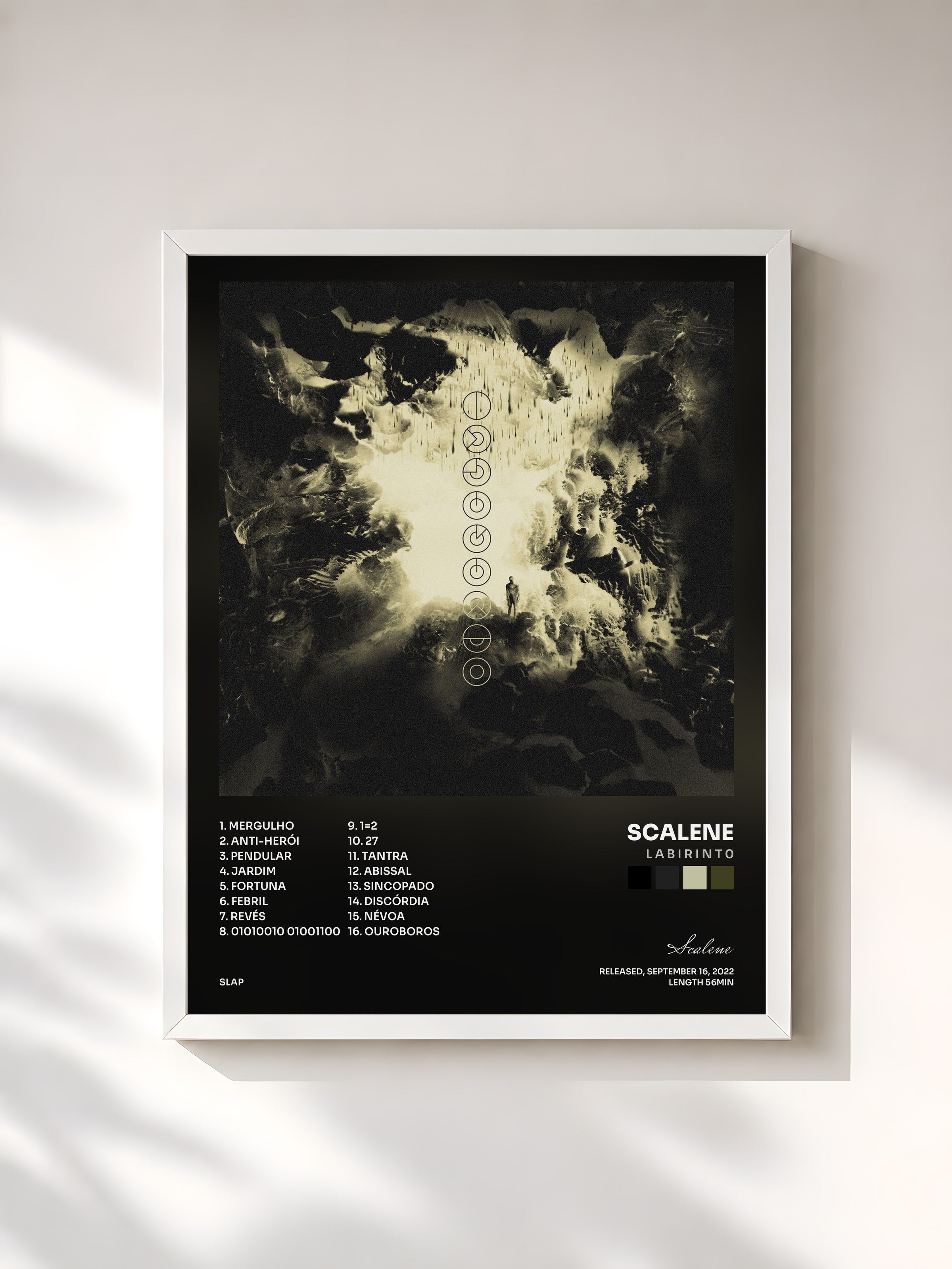 #blanc Tableau de l'album L A B I R I N T 0 de Scalene, cadre blanc, imprimé et encadré en France