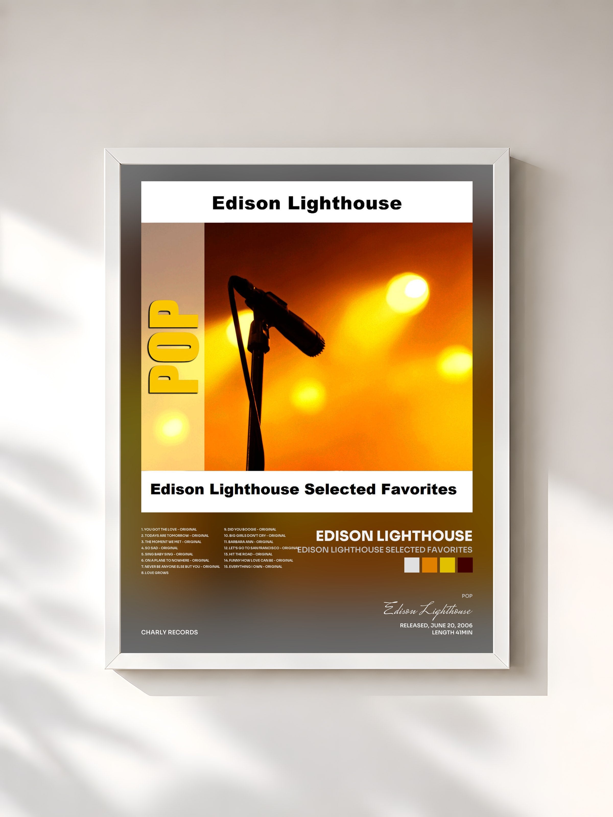 #blanc Tableau de l'album Edison Lighthouse Selected Favorites de Edison Lighthouse, cadre blanc, imprimé et encadré en France