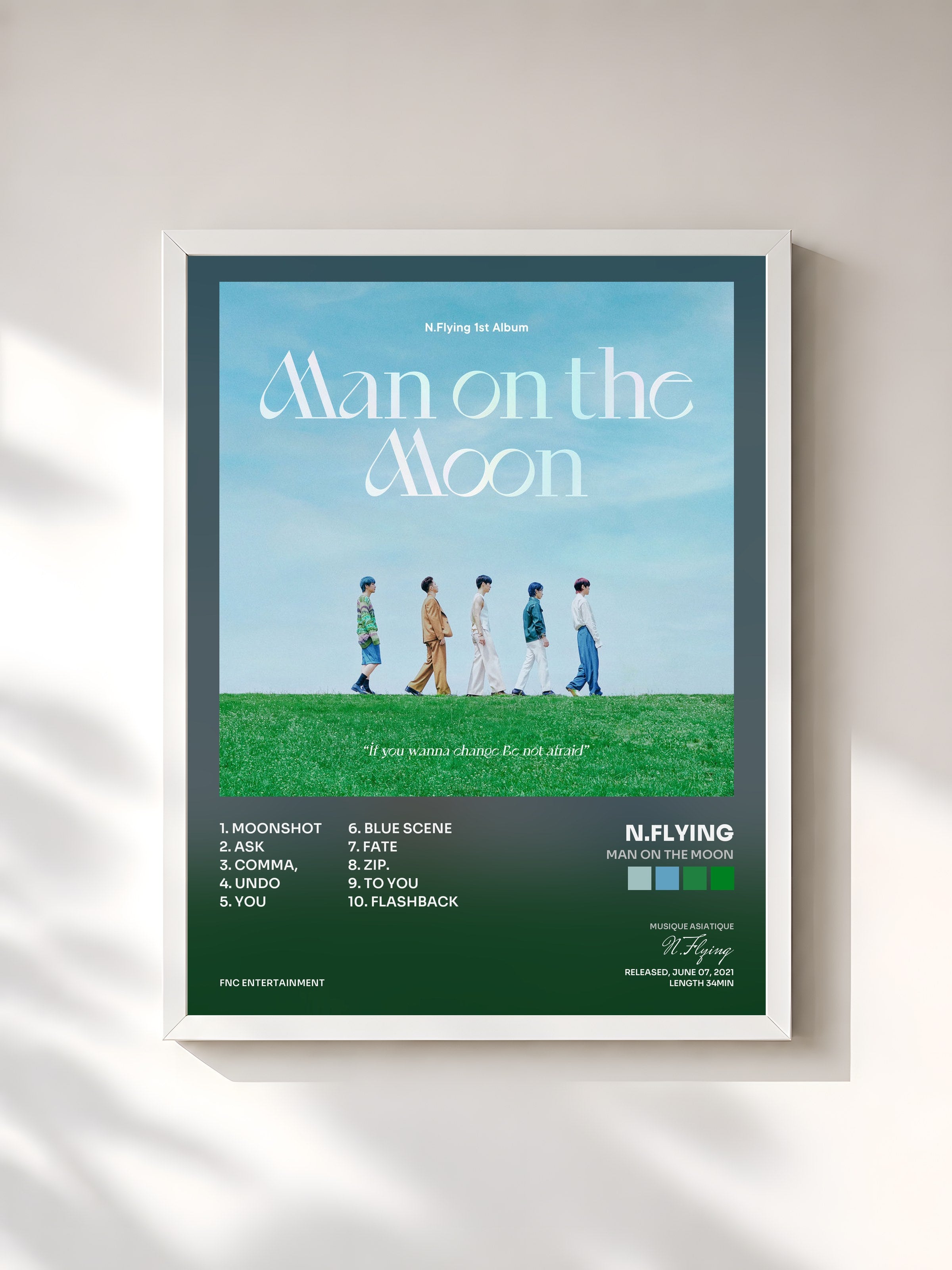 #blanc Tableau de l'album Man on the Moon de N.Flying, cadre blanc, imprimé et encadré en France