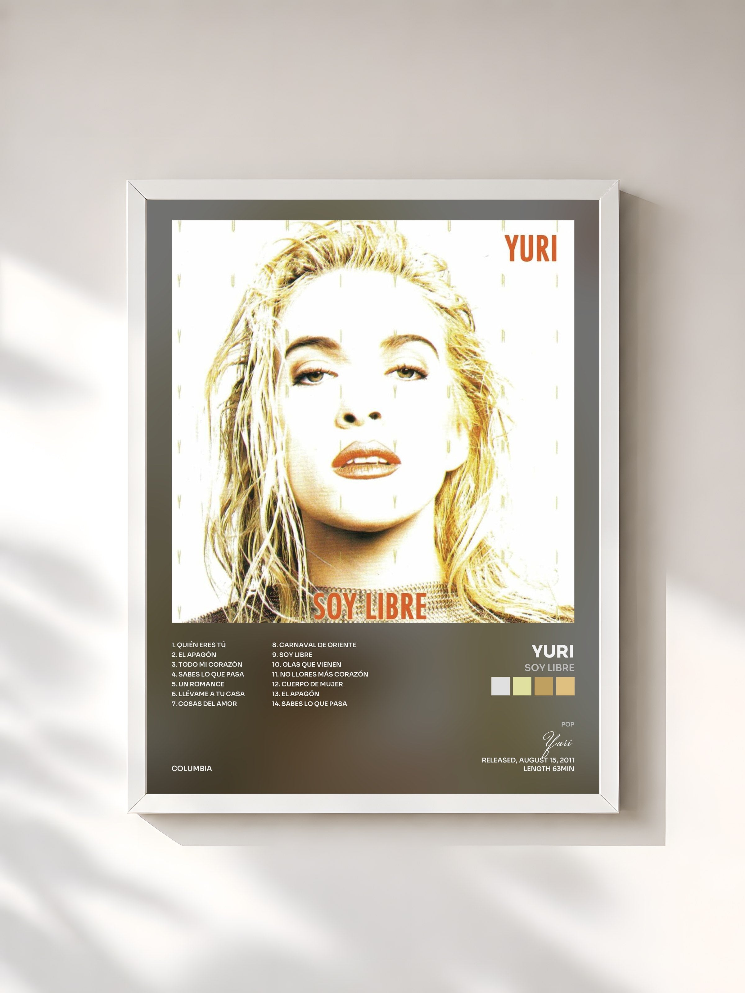 #blanc Tableau de l'album Soy Libre de Yuri, cadre blanc, imprimé et encadré en France