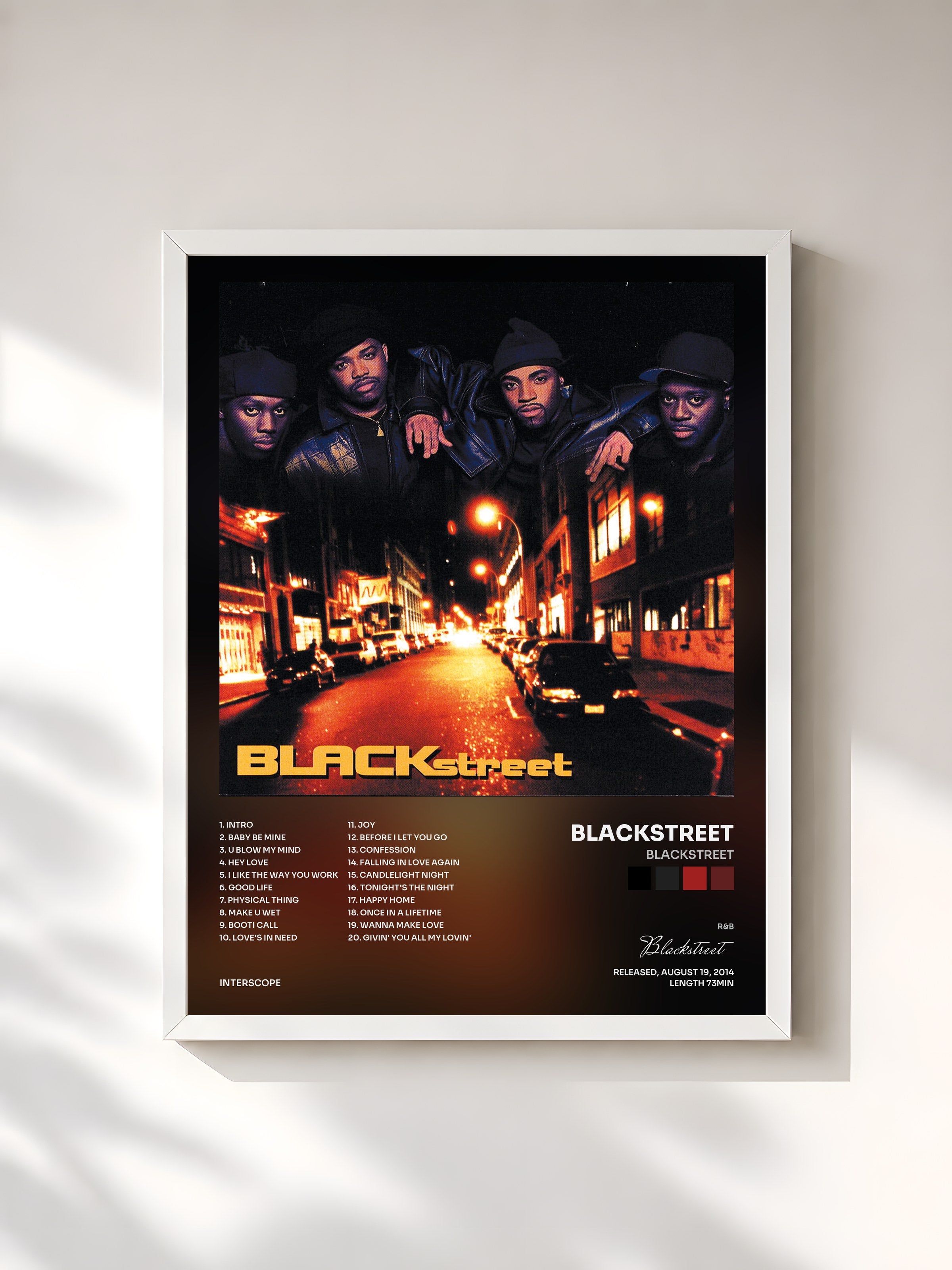 #blanc Tableau de l'album Blackstreet de Blackstreet, cadre blanc, imprimé et encadré en France