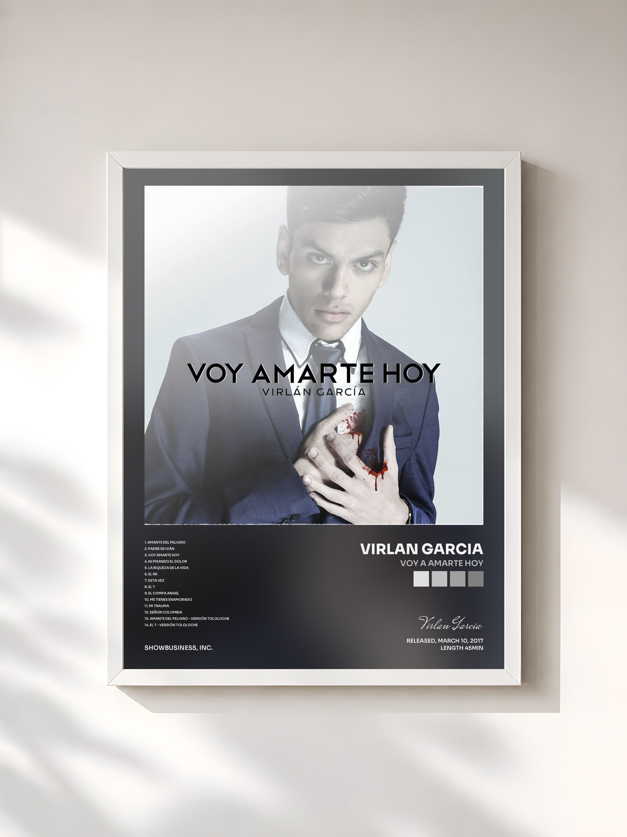#blanc Tableau de l'album Voy a Amarte Hoy de Virlan Garcia, cadre blanc, imprimé et encadré en France