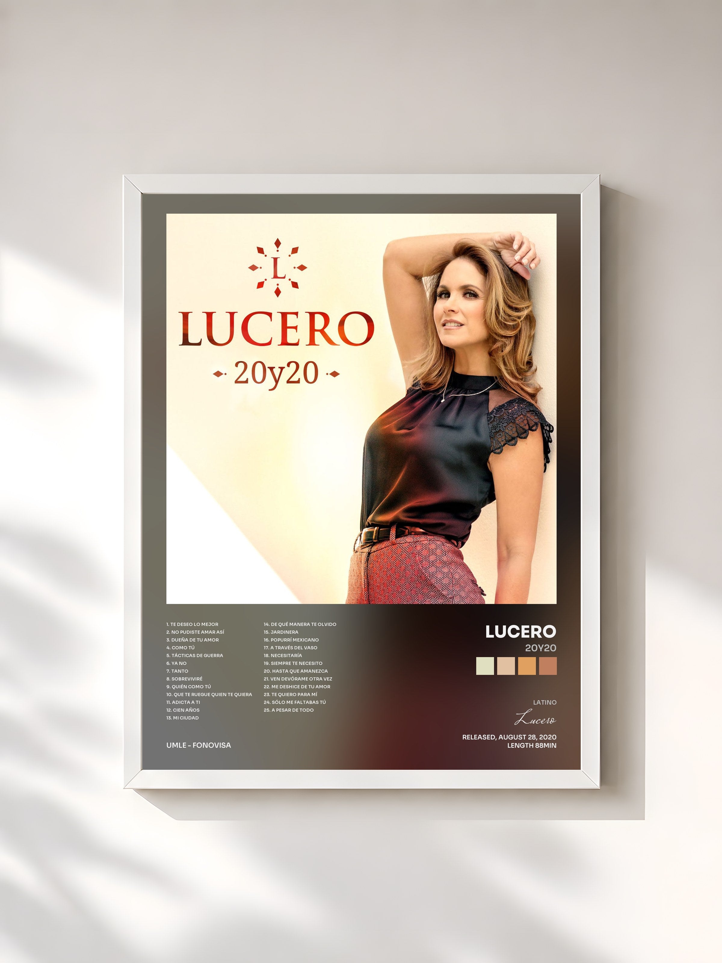 #blanc Tableau de l'album 20y20 de Lucero, cadre blanc, imprimé et encadré en France