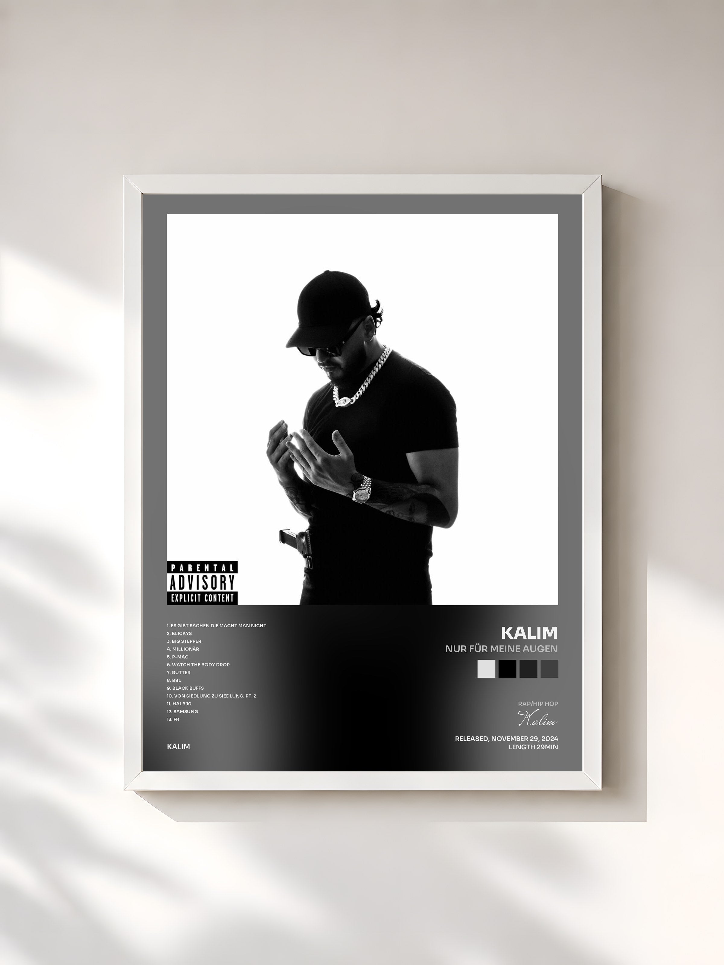 #blanc Tableau de l'album NUR FÜR MEINE AUGEN de Kalim, cadre blanc, imprimé et encadré en France