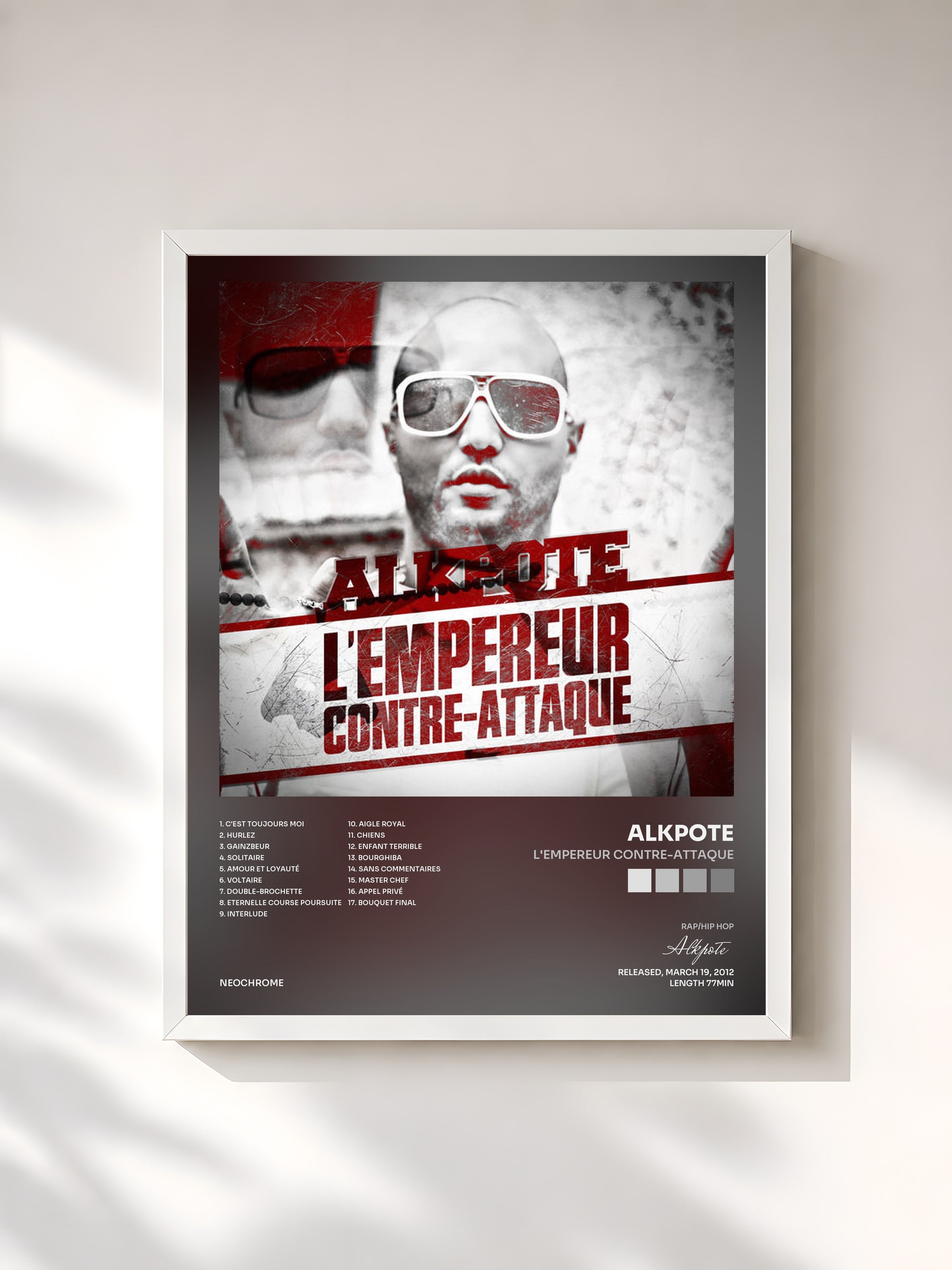 #blanc Tableau de l'album L'empereur contre-attaque de Alkpote, cadre blanc, imprimé et encadré en France