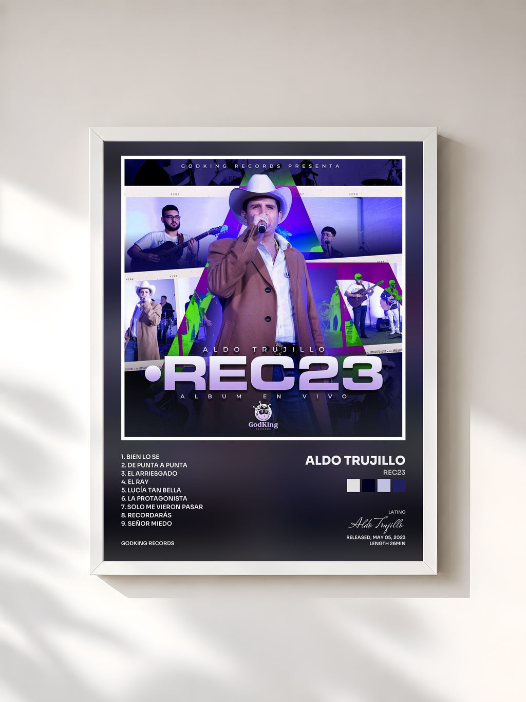 #blanc Tableau de l'album REC23 de Aldo Trujillo, cadre blanc, imprimé et encadré en France