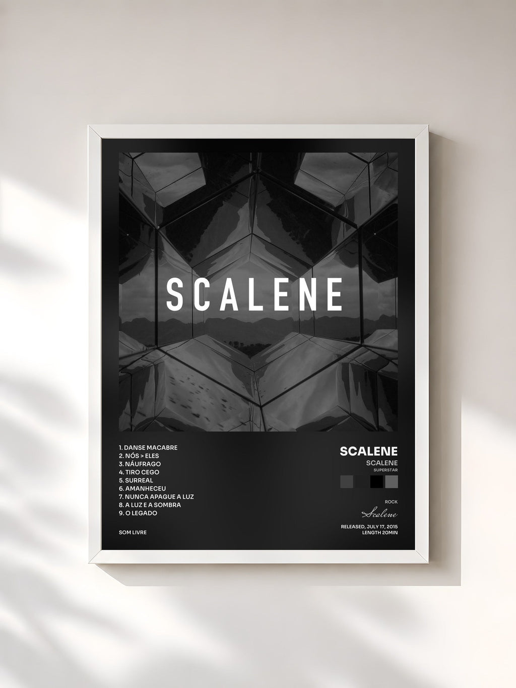 #blanc Scalene (Superstar): Trajetória de Scalene en lámina enmarcada, marco blanco, impresa y enmarcada en Francia