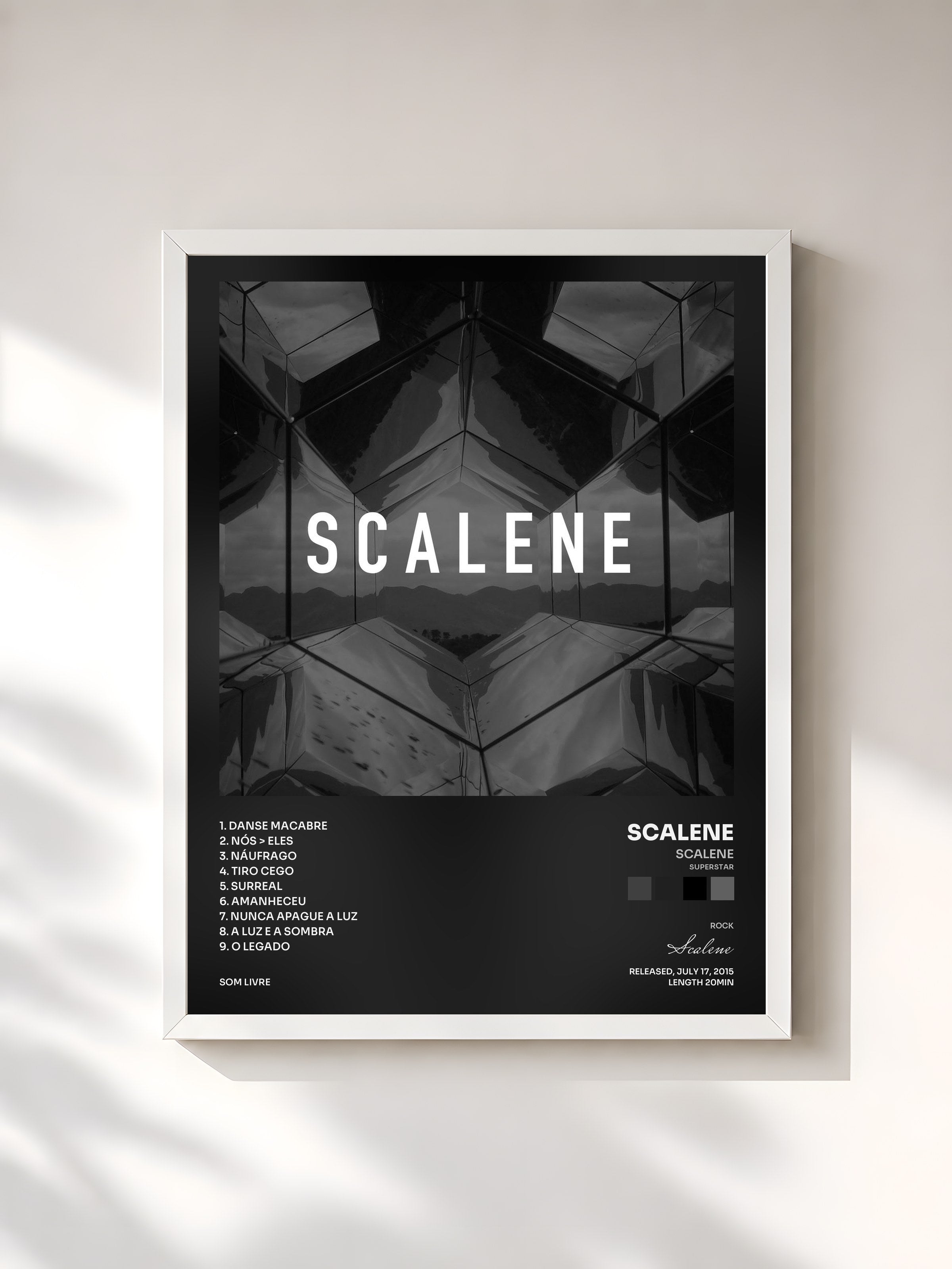 #blanc Tableau de l'album Scalene (Superstar): Trajetória de Scalene, cadre blanc, imprimé et encadré en France