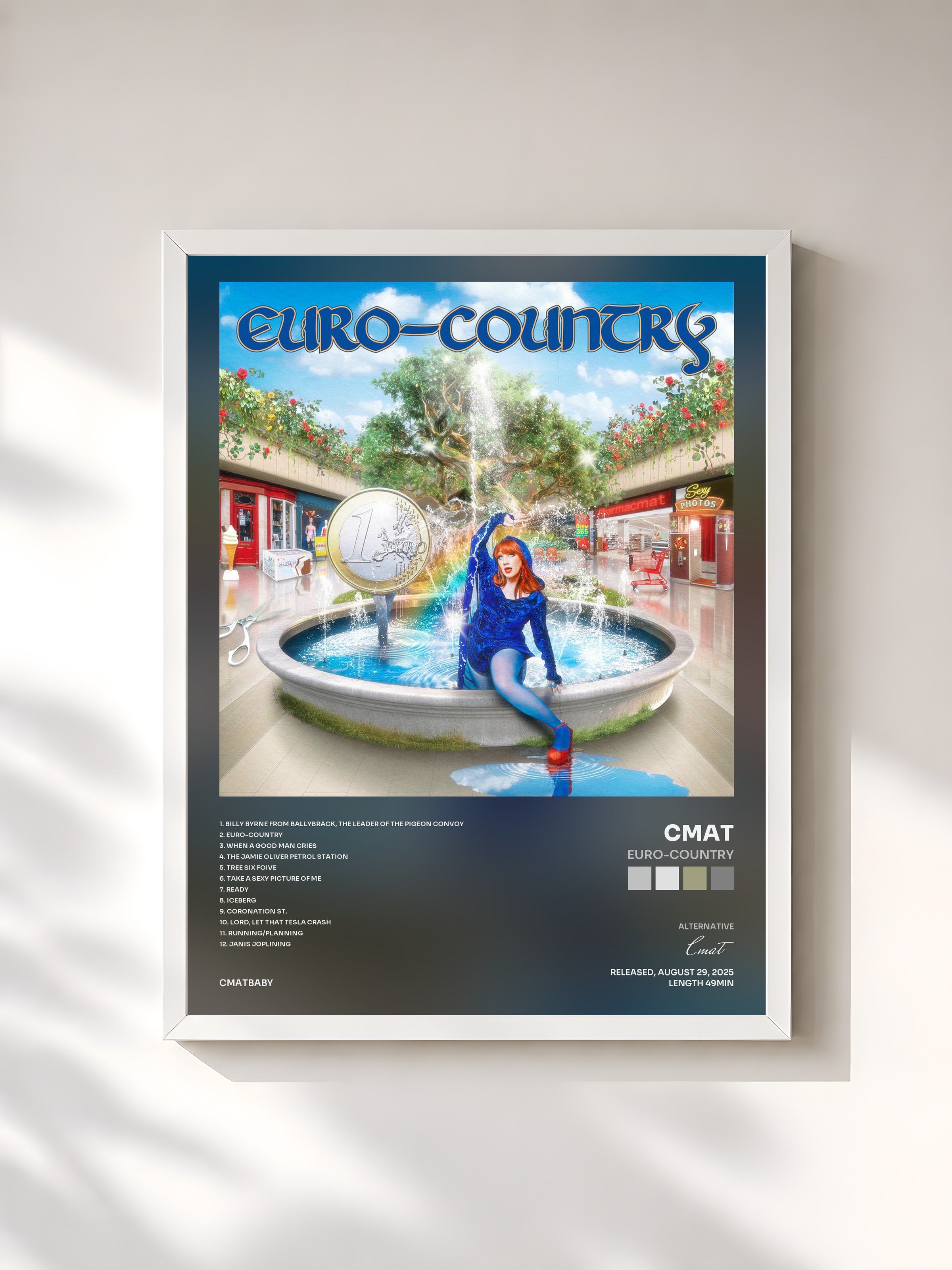 #blanc Tableau de l'album EURO-COUNTRY de Cmat, cadre blanc, imprimé et encadré en France