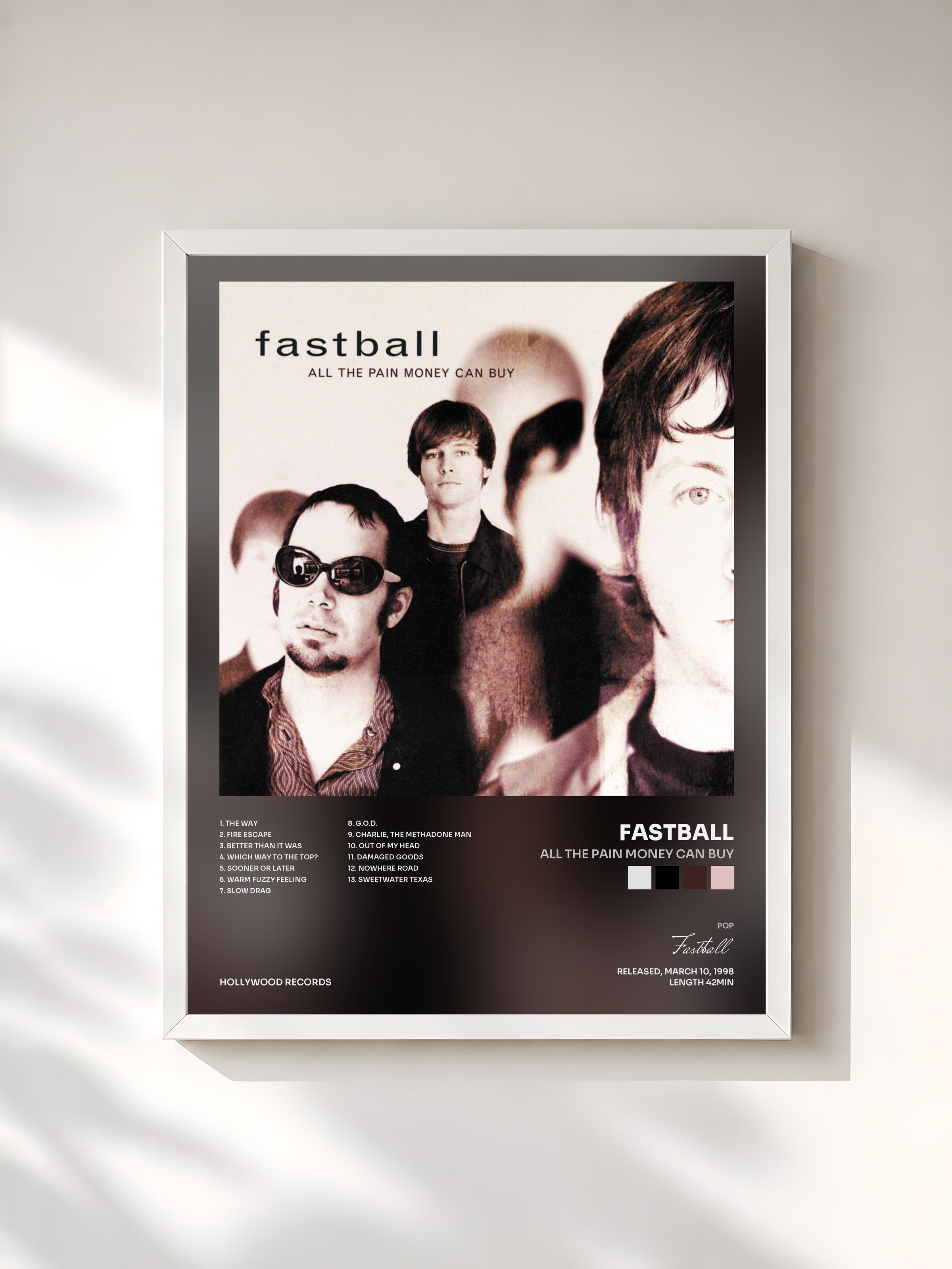 #blanc Tableau de l'album All The Pain Money Can Buy de Fastball, cadre blanc, imprimé et encadré en France