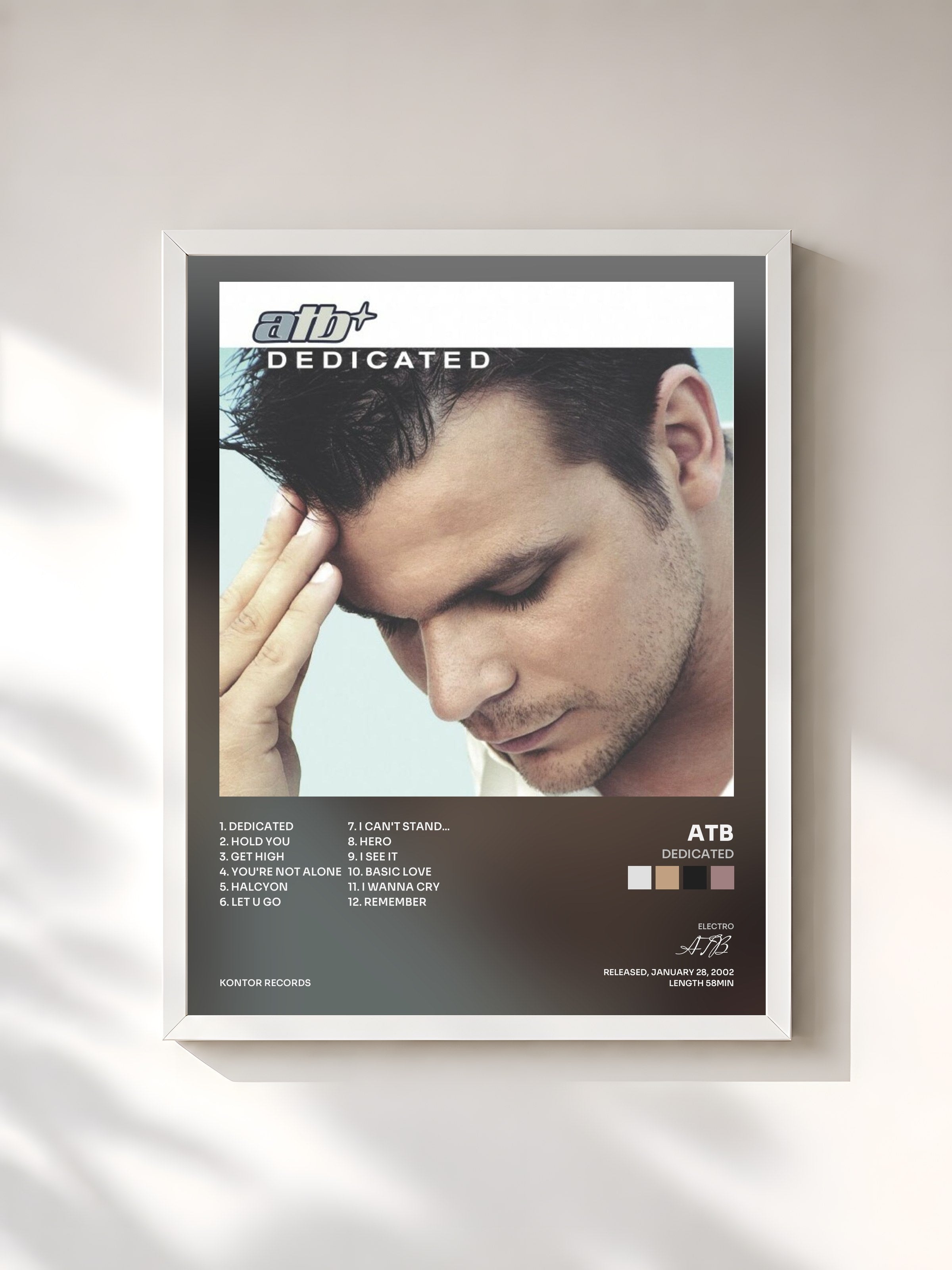 #blanc Tableau de l'album Dedicated de ATB, cadre blanc, imprimé et encadré en France