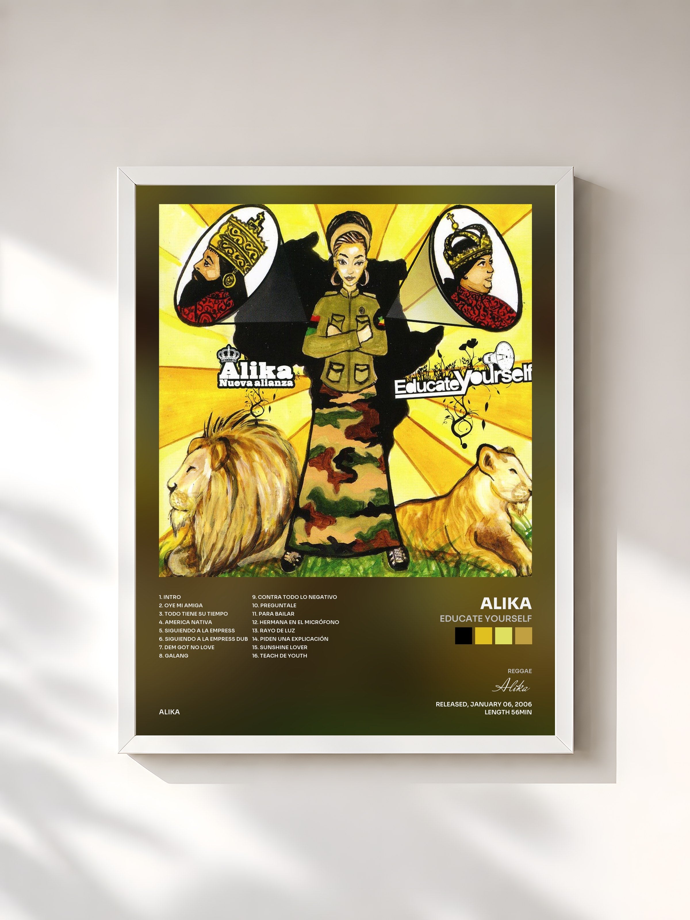 #blanc Tableau de l'album Educate Yourself de Alika, cadre blanc, imprimé et encadré en France
